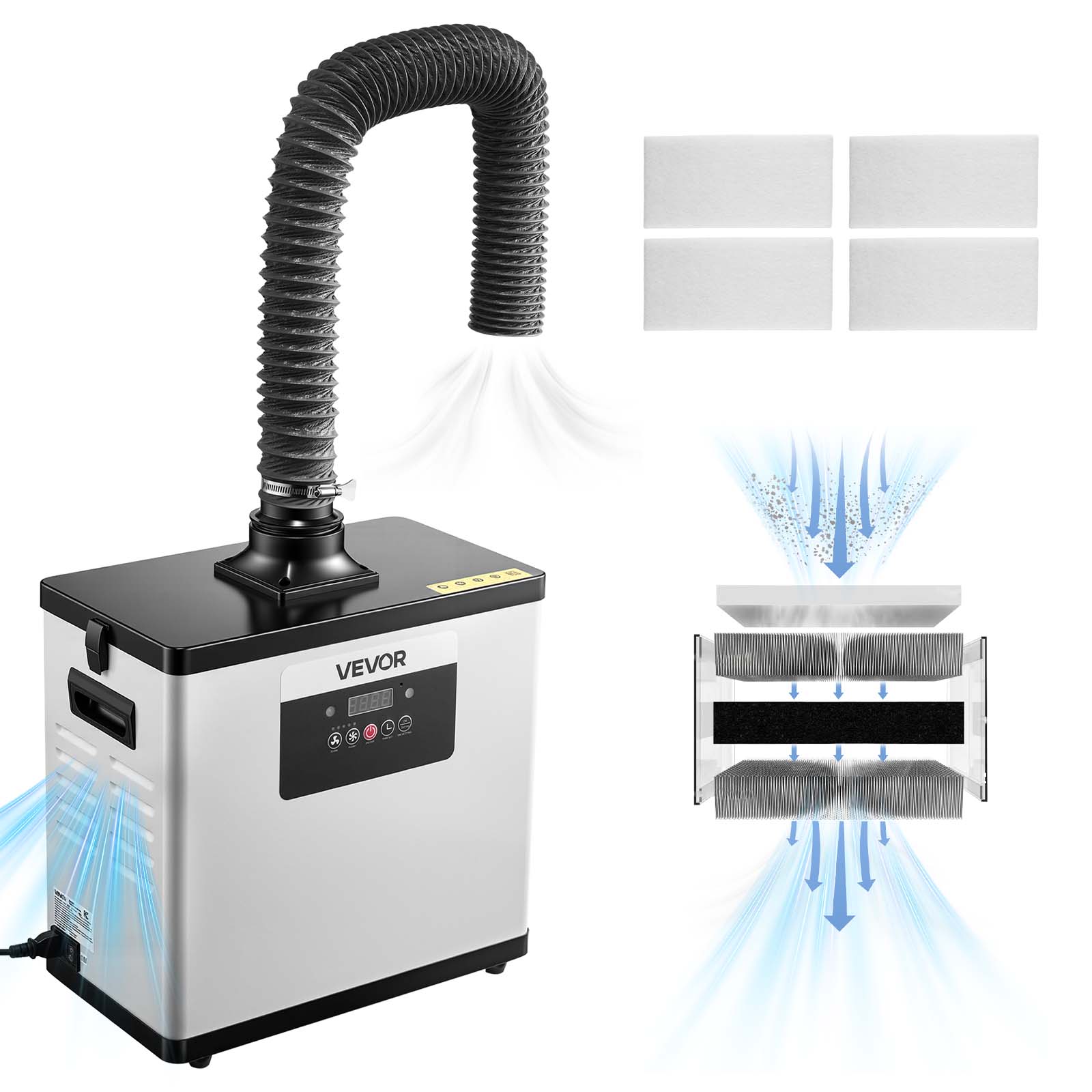 VEVOR Solder Fume Extractor 10 -Speed White HEPA Air Purifier (Covers: 300-sq ft )