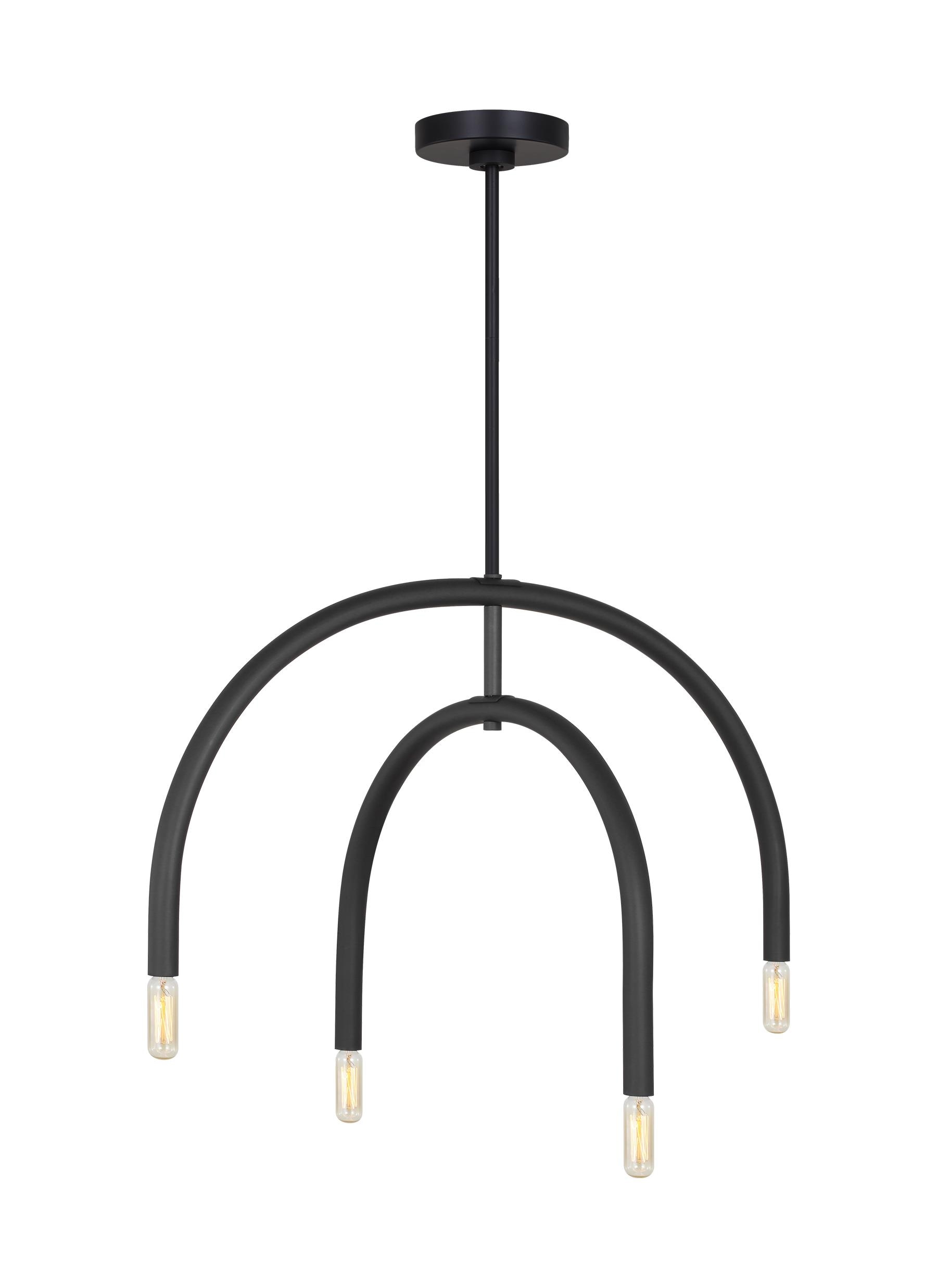 Midnight Black 4-Light Geometric Chandelier with Glass Shades