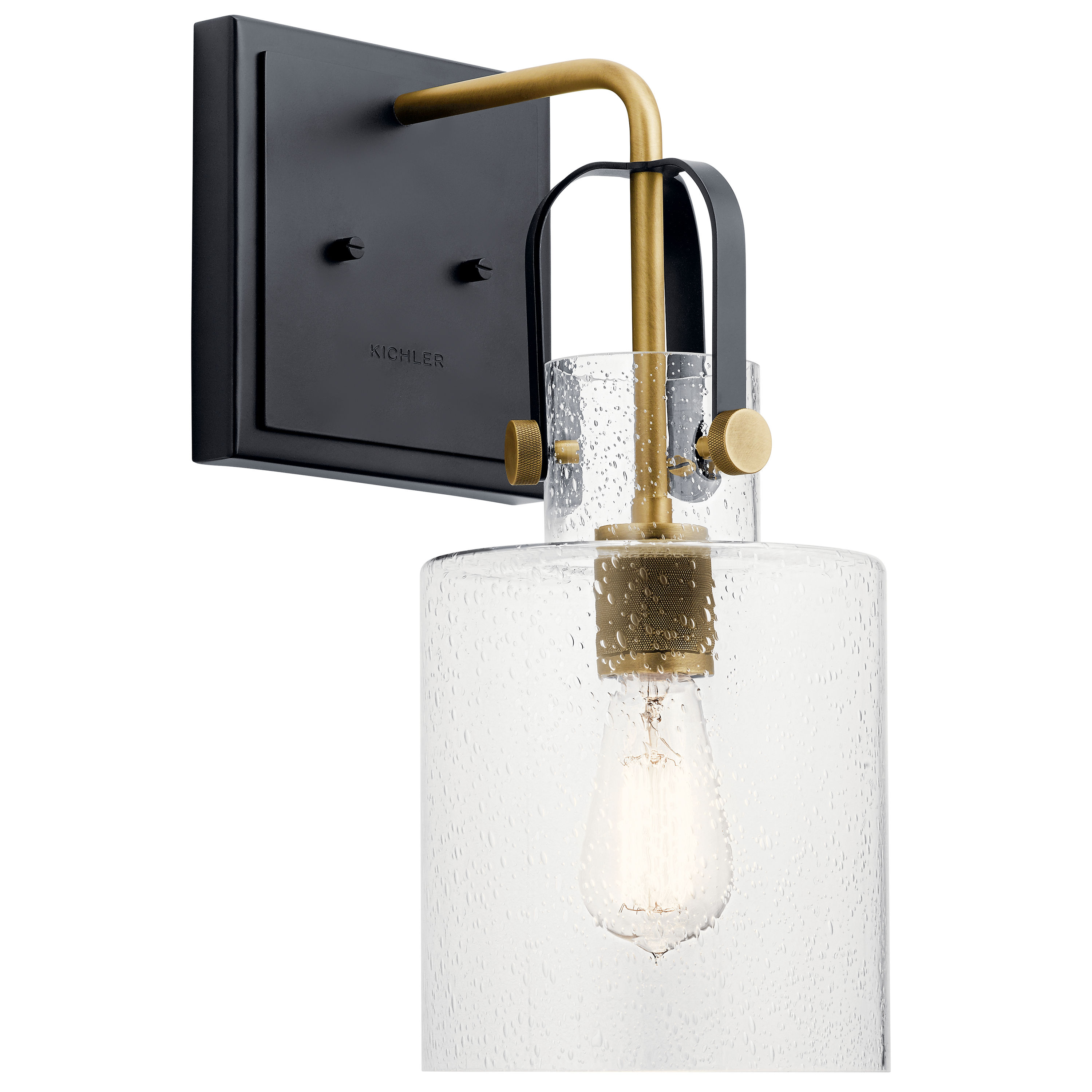 Kichler 52036NBR Kitner 7-in W 1 -Light Brass Vintage Wall Sconce