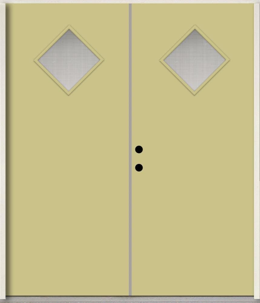 RELIABILT LO1067481 Spotlights 64-in x 80-in x Fiberglass 1/4 lite Right-hand inswing Universal khaki paint Painted Prehung Double Front Door Insulating core