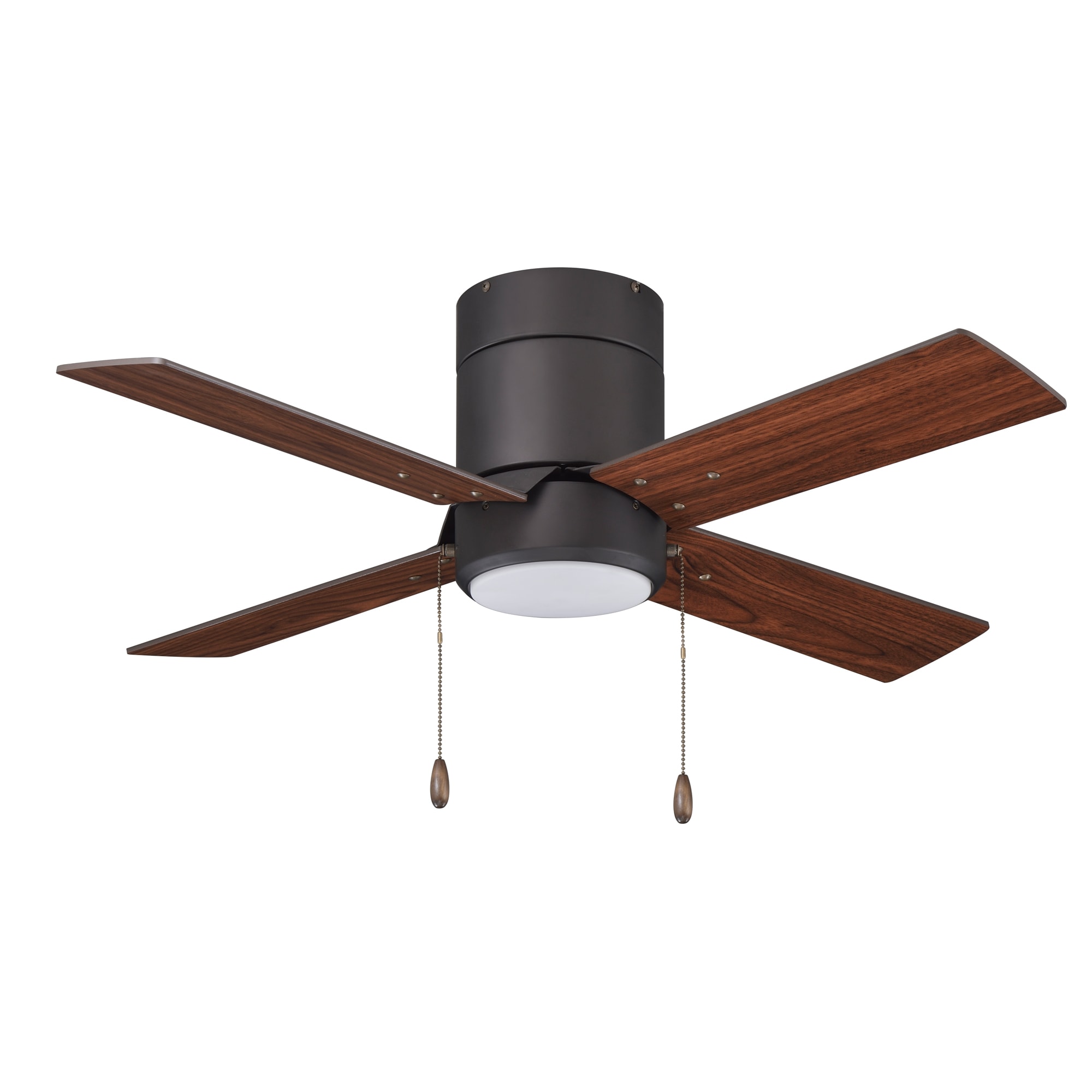 Royal Pacific 1024OB-WT-ES Metalis 53-in Integrated LED Flush Mount Oil Rubbed Bronze with Walnut Blades Ceiling Fan With Light ( 4 -Blade )