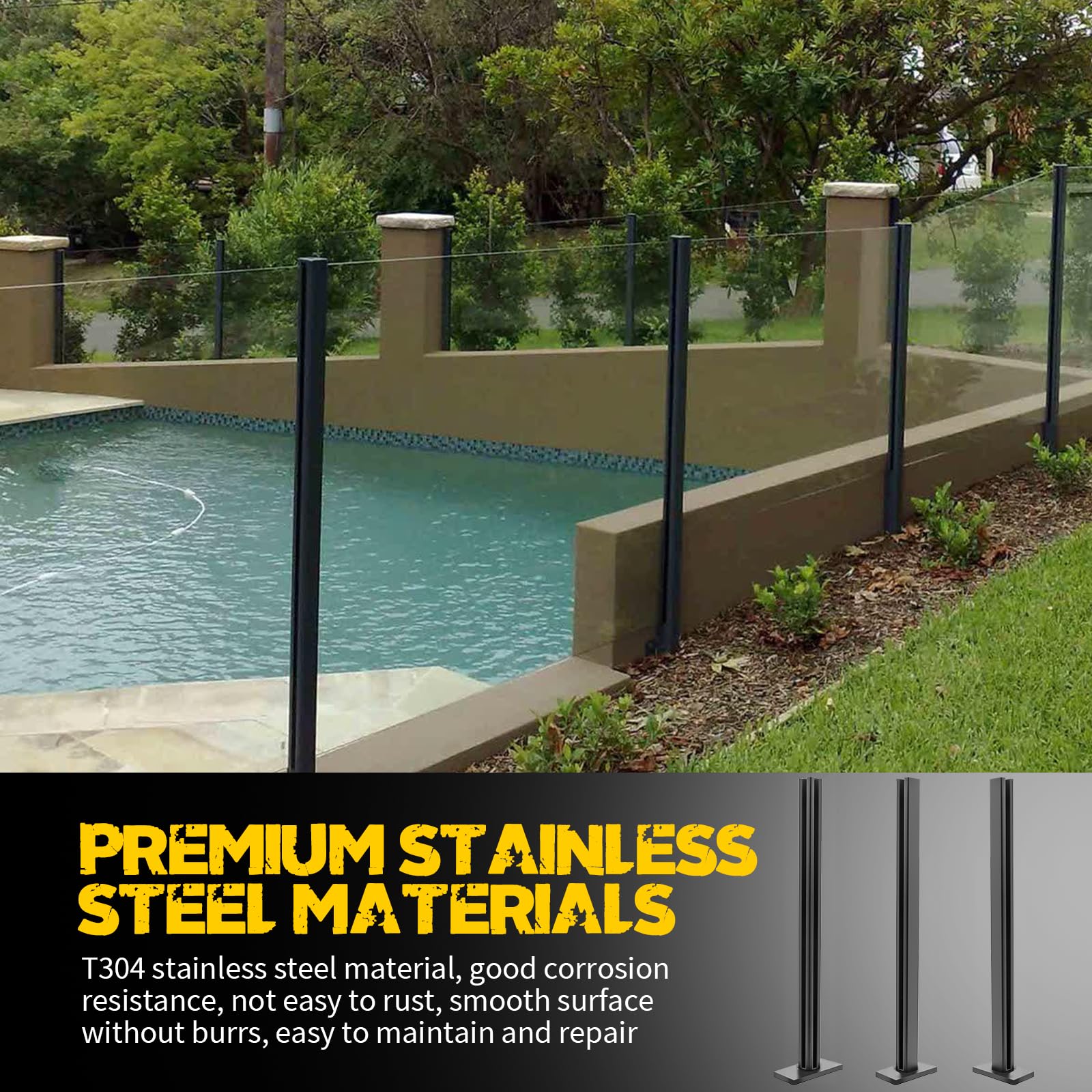 Aoibox 41 3 Inch Stainless Steel Glass Railing End Post with Spigot ...