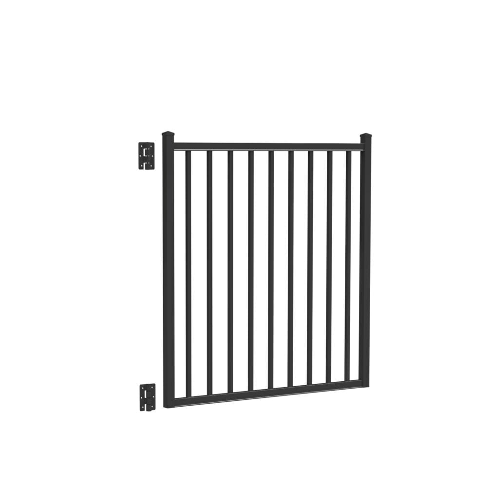 Freedom Easton 4-ft H x 4-ft W Black Aluminum Spaced Picket Flat-top ...