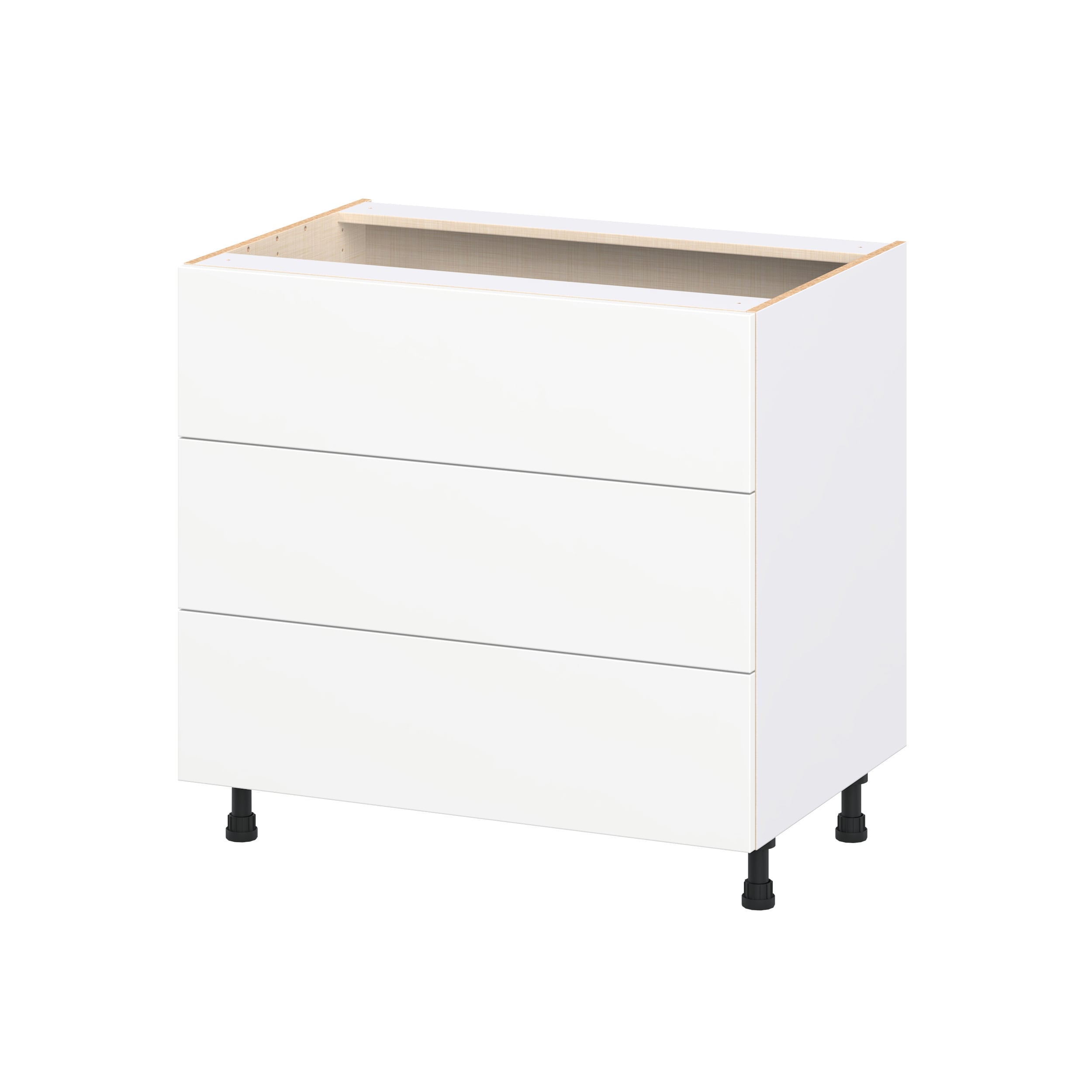 Hugo&Borg Lasalle 36-in W x 34.5-in H x 24.5-in D Bright White Slab 3 -Drawers Drawer Base Fully Assembled Cabinet Flat Panel Slab