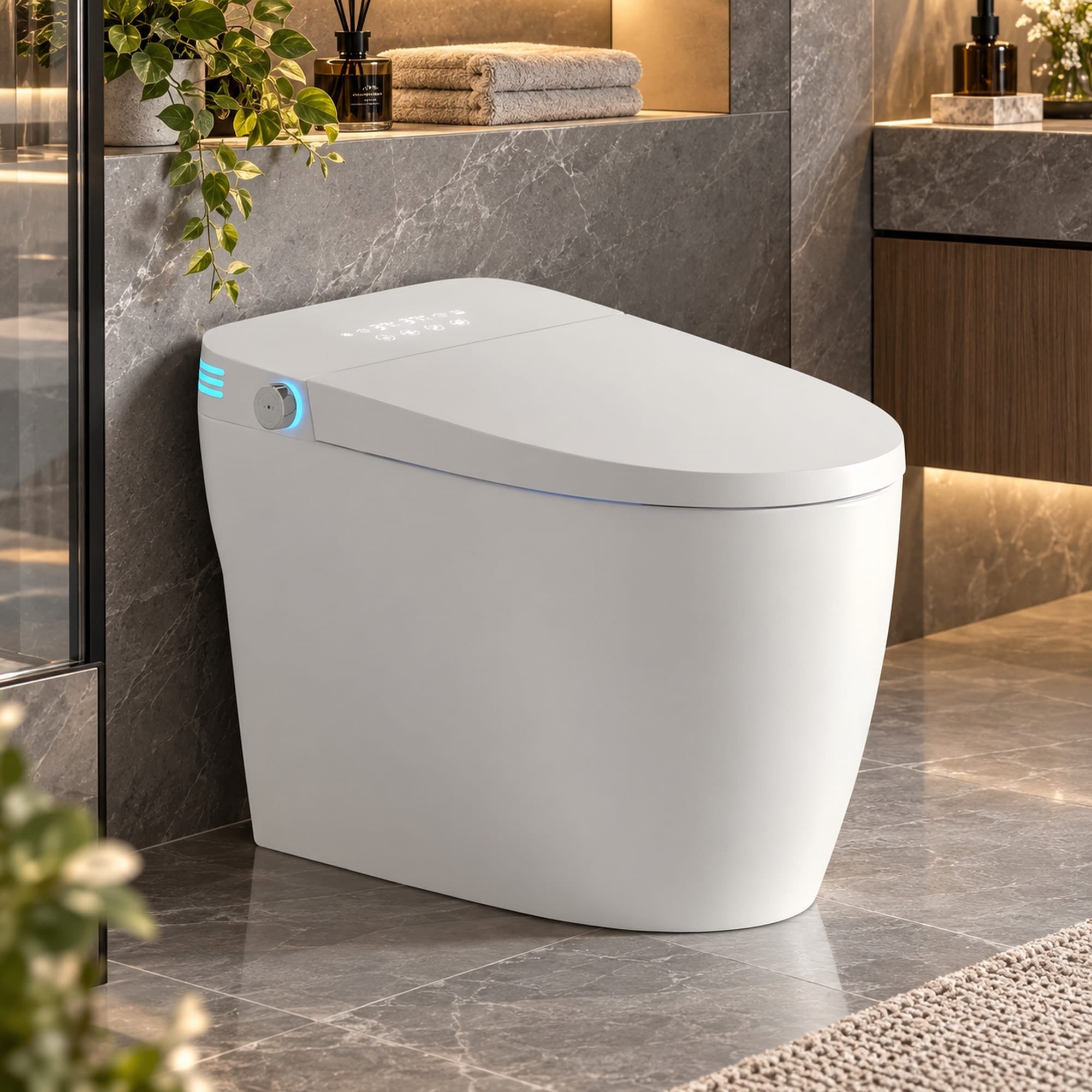 TEINIE One-Piece Smart Tankless Toilet Elongated Bidet Auto Open Close ...