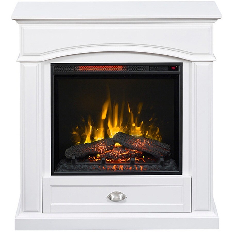 Style Selections 36.5-in W White Infrared Quartz Electric Fireplace at ...