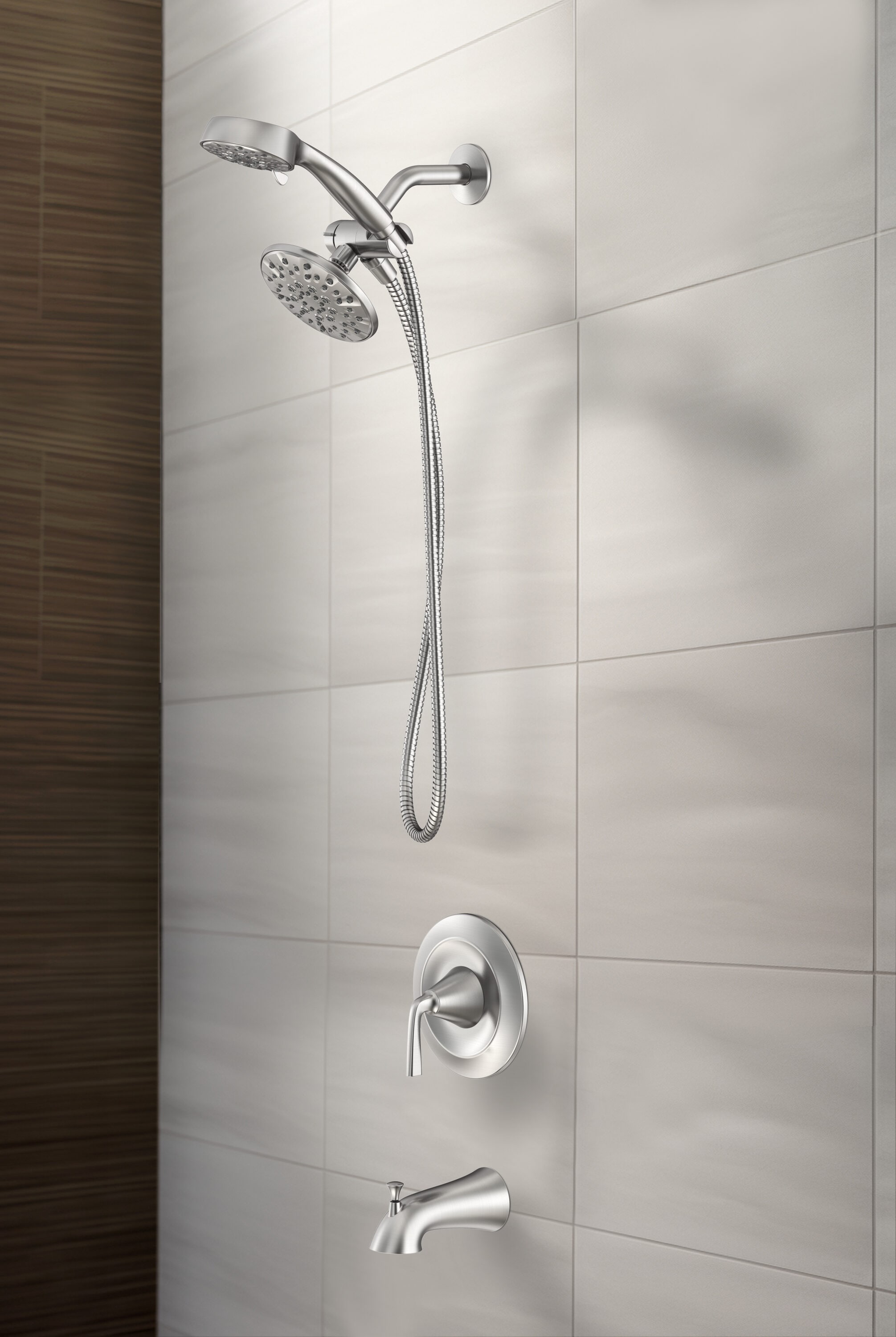 allen + roth 873X-1E04 Mullen Brushed Nickel 1-handle Multi-function 5.5-in Round Shower Faucet with Valve