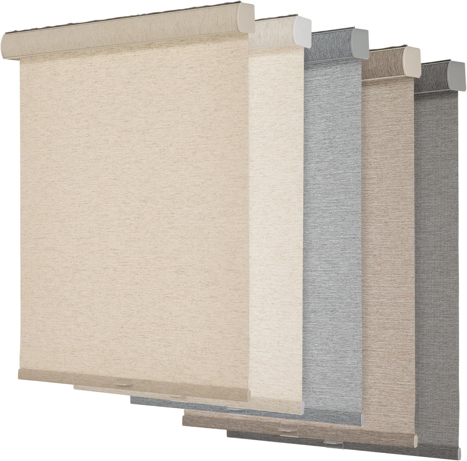 Persilux B0D93N3327 Light Filtering Roller Shades for Windows Cordless Linen Fabric Roller Blinds Thermal Insulated Fabric UV Protection Shades for Home Office Bedroom Door Light Filtering Beige 12 W X 48 H