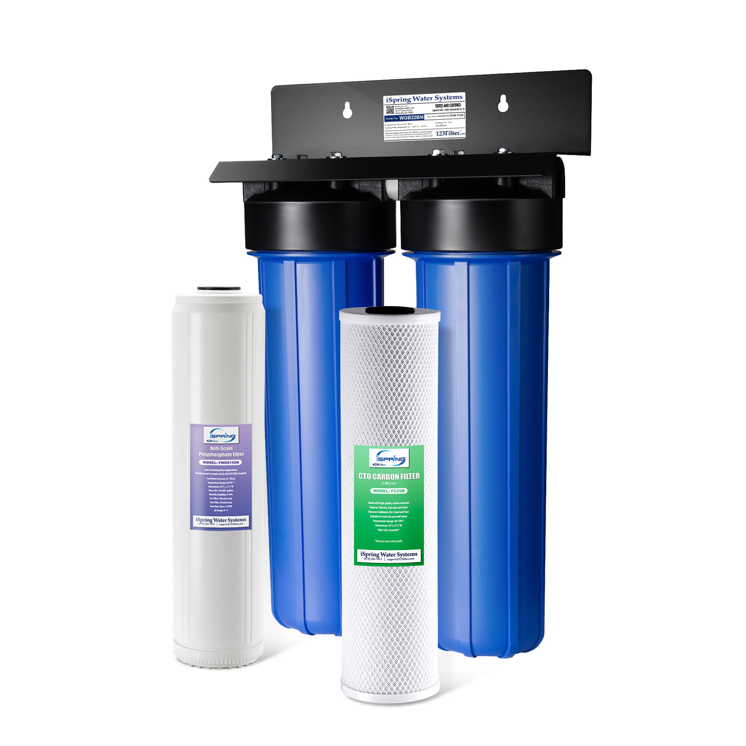iSpring WGB22B-DS WGB22B-DS Dual-stage 25-GPM Multi-method Hard water Whole House Water Filtration System