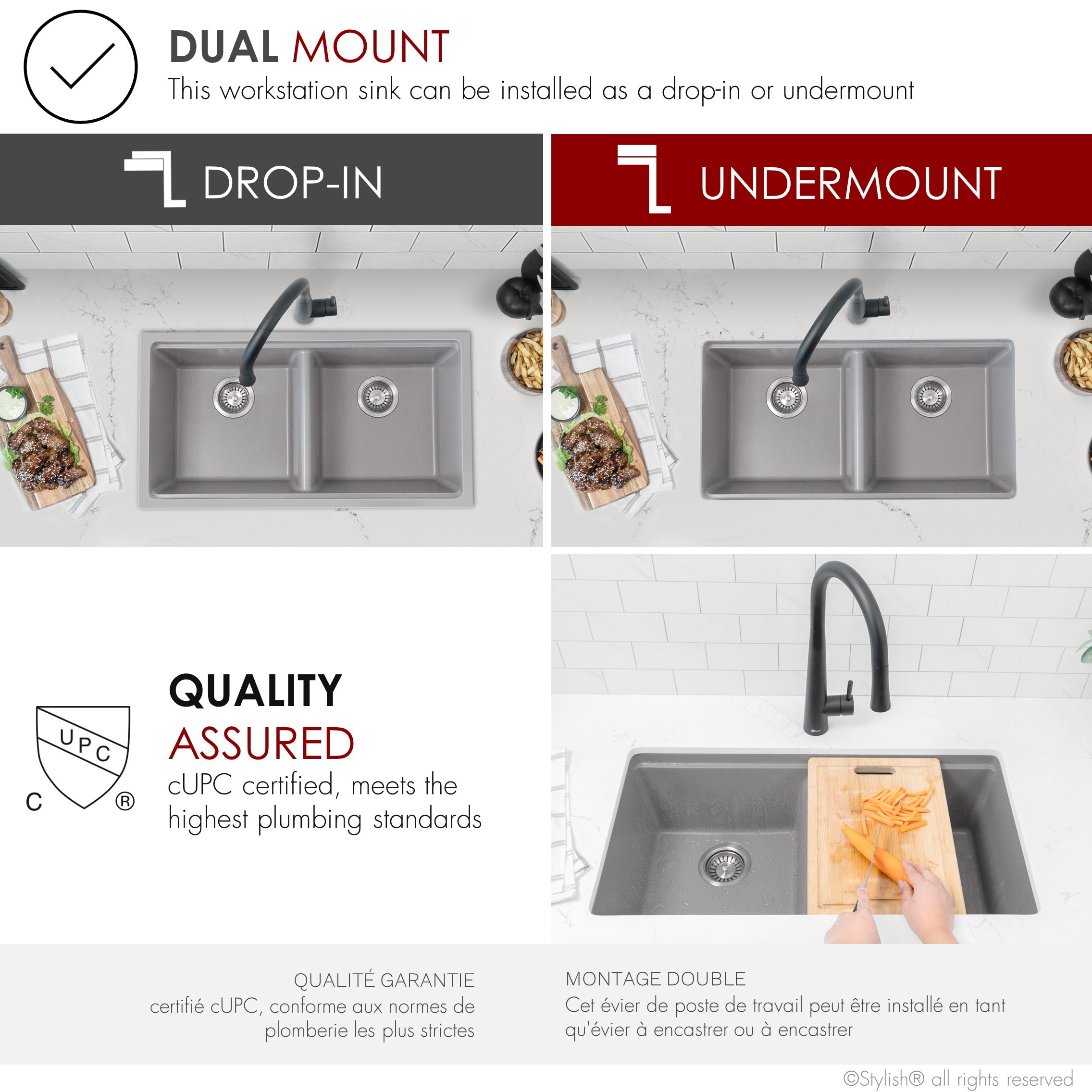 Stylish S-833WL1 Kitchen-Sinks - View #5