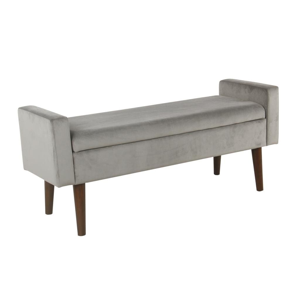 Benzara BM194088 Modern Gray Storage Bench with Storage 48-in x 16-in x 21-in