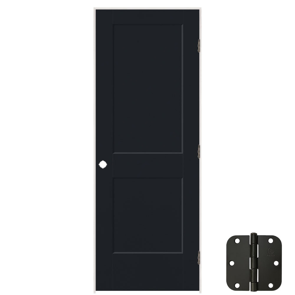 Masonite 32-in x 80-in Midnight Solid Core 2-panel Square Left Hand Smooth Prefinished Molded Composite Flat Jamb Single Prehung Interior Door in -  896050