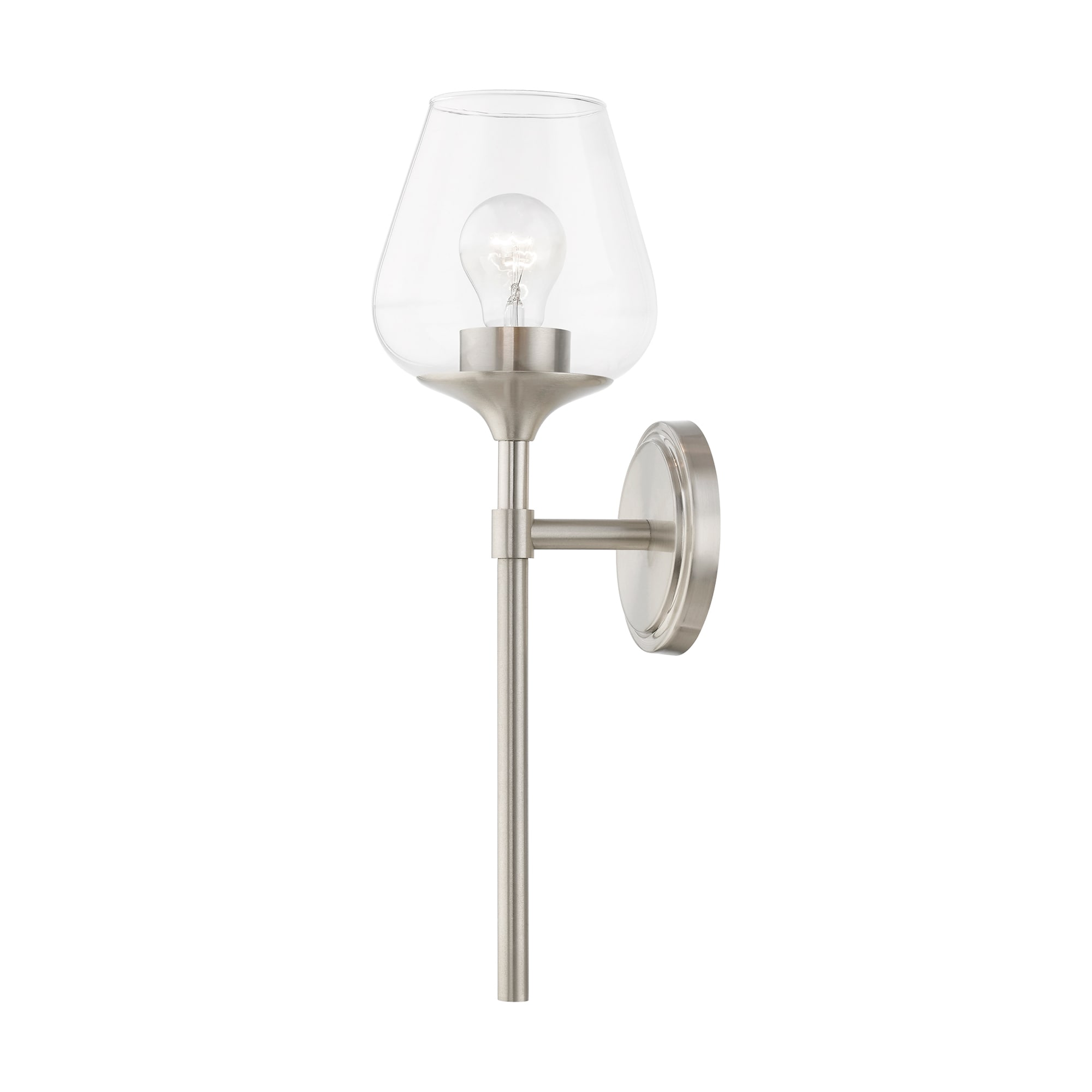 Brushed Nickel Vanity Sconce with Clear Glass Shade