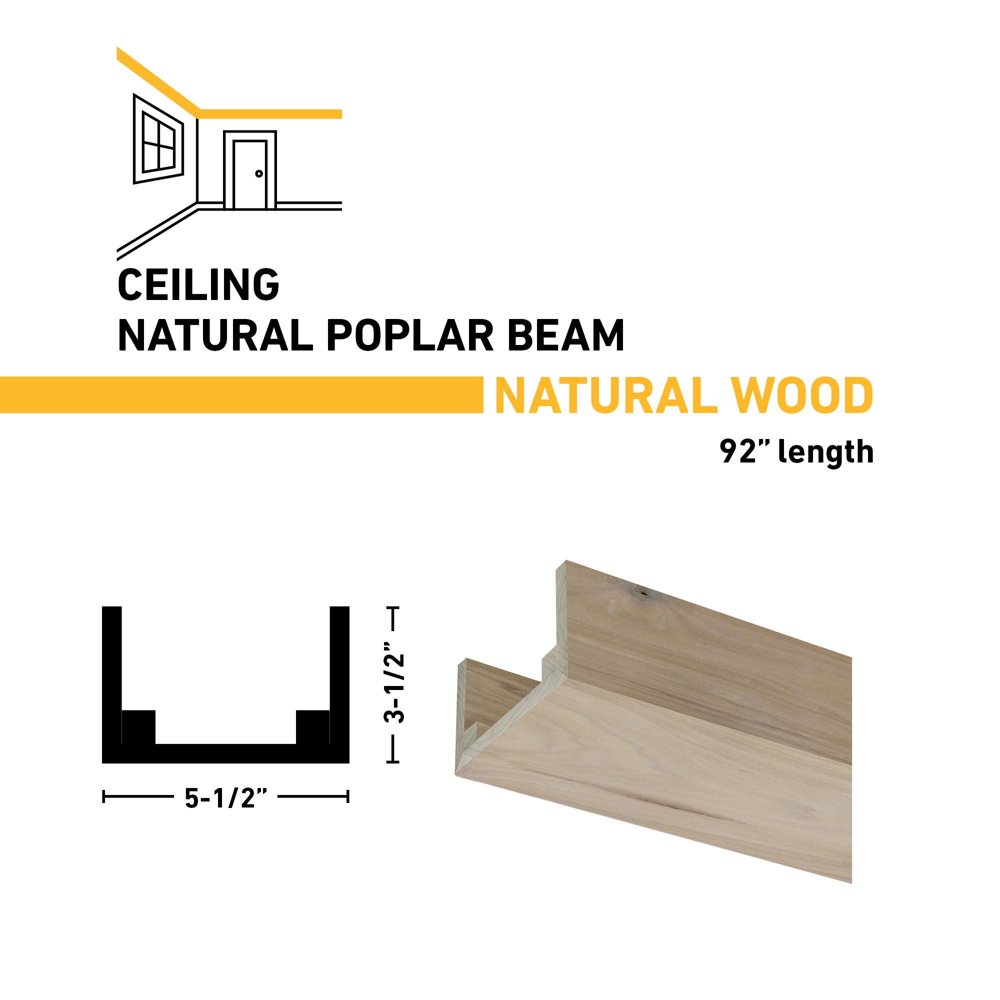 Ornamental Mouldings BEAMNAT02-92POP5X3 Faux-Beams - View #3