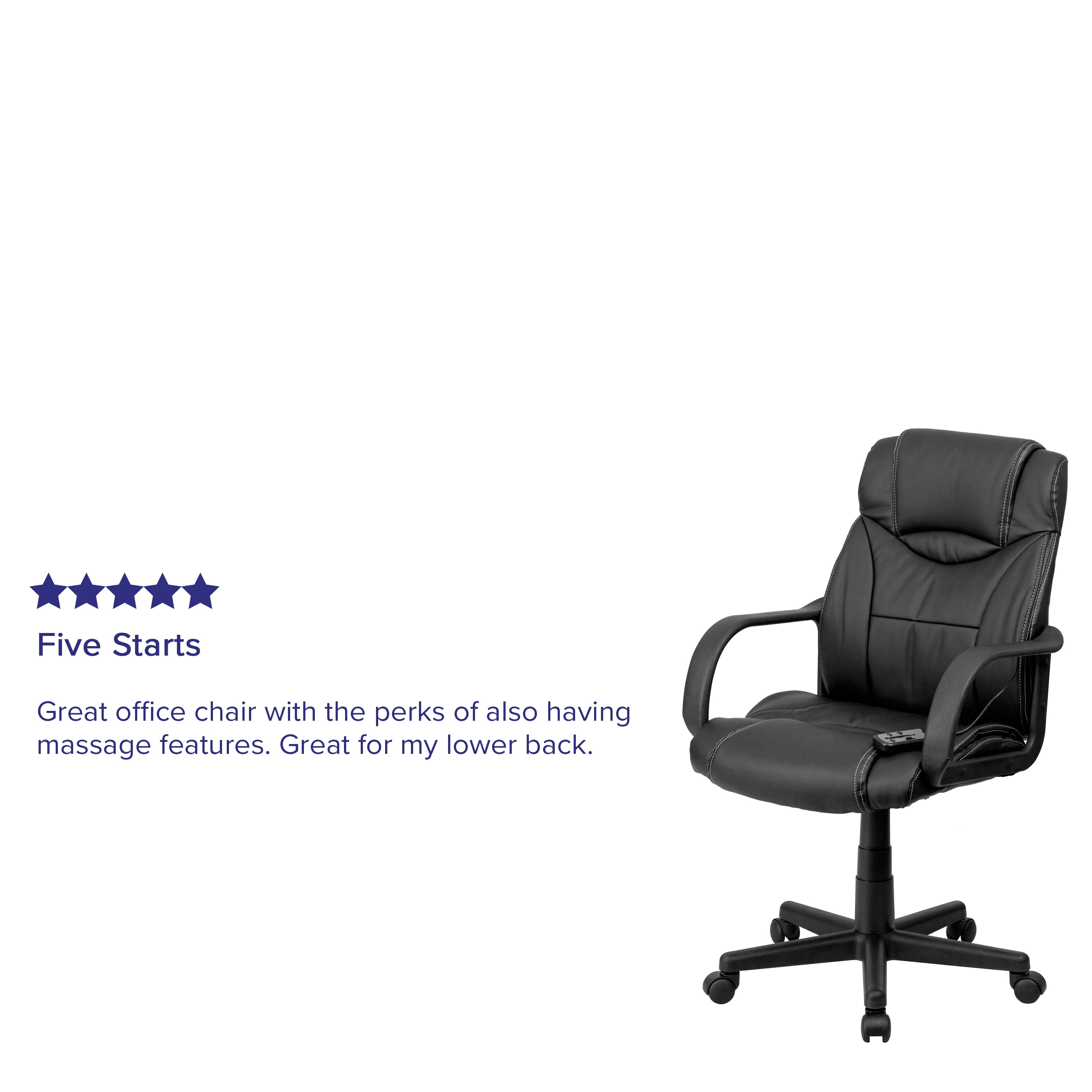 Ergonomic High-Back Black LeatherSoft Executive Swivel Chair with Massage Feature