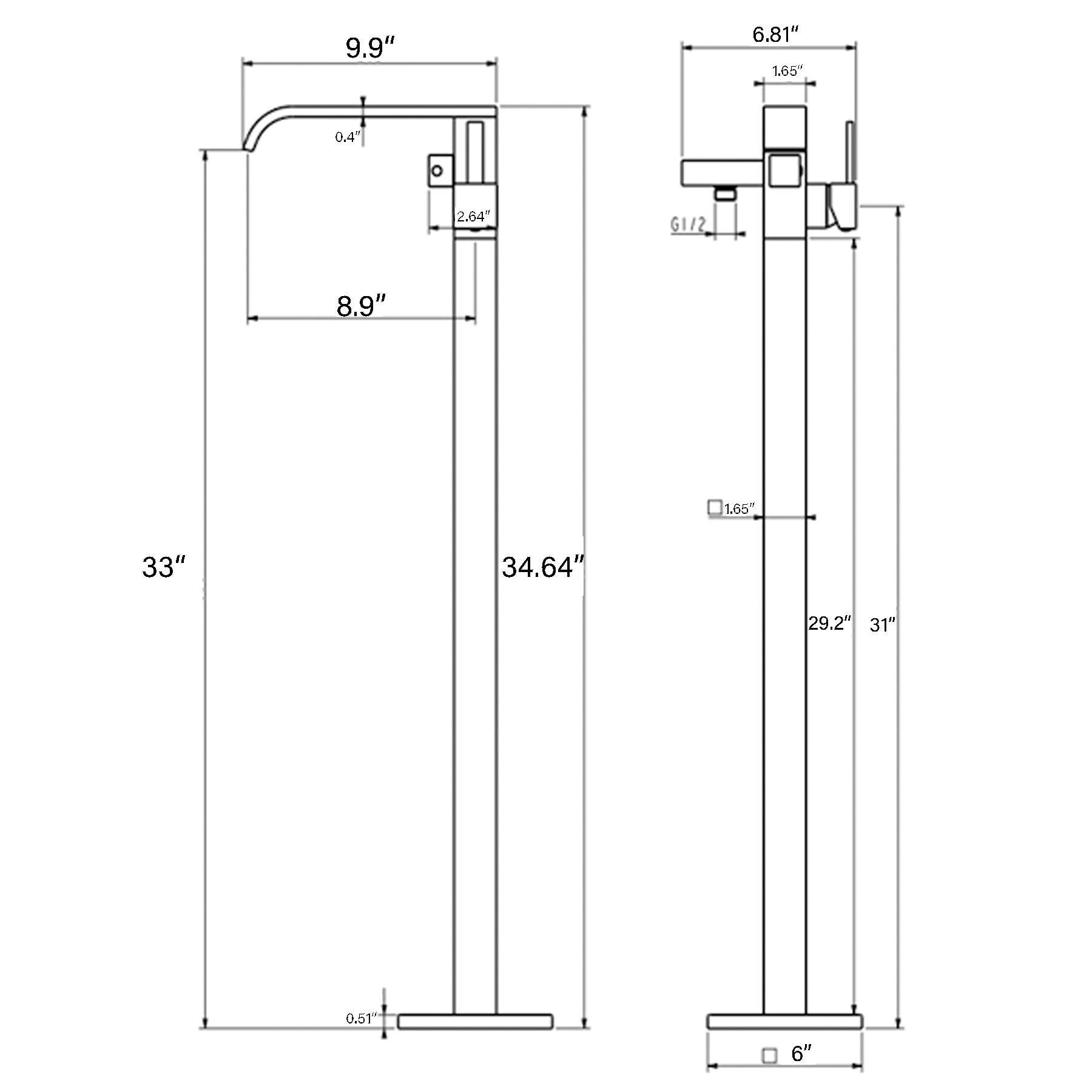 AKDY TF0017 Roman-Tub-Faucets - View #2