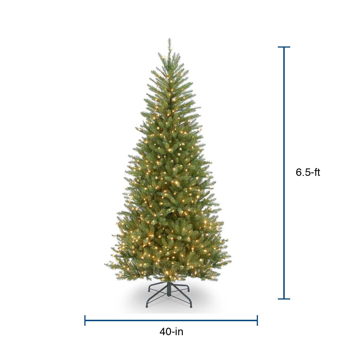 National Tree Company 6.5-ft Pre-lit Slim Artificial Christmas Tree ...