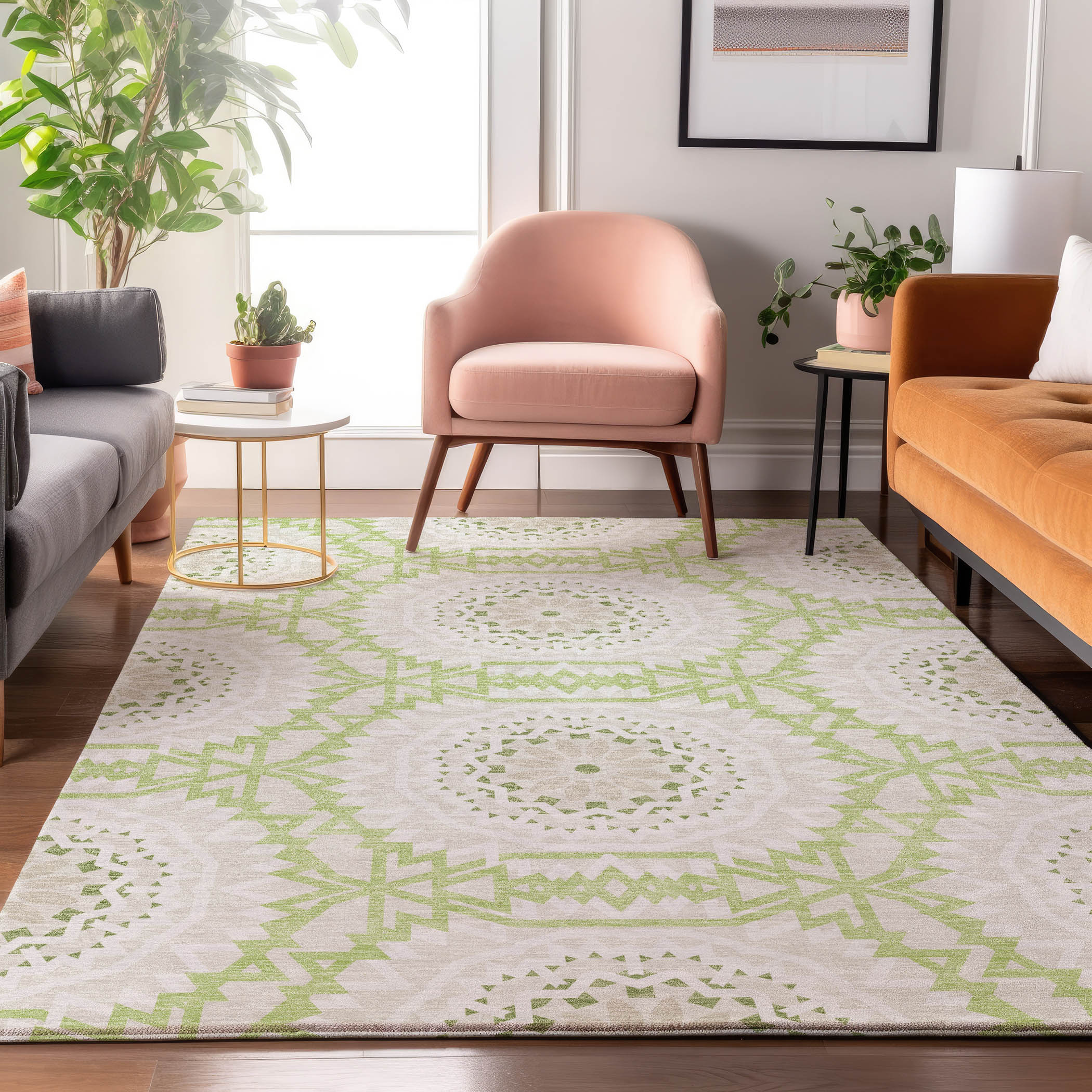 Addison Rugs AMF619AL30X46 Mayfield AMF619AL 2 x 3 (ft) Loomed Polyester Aloe Rectangular Indoor Geometric Machine washable Area rug