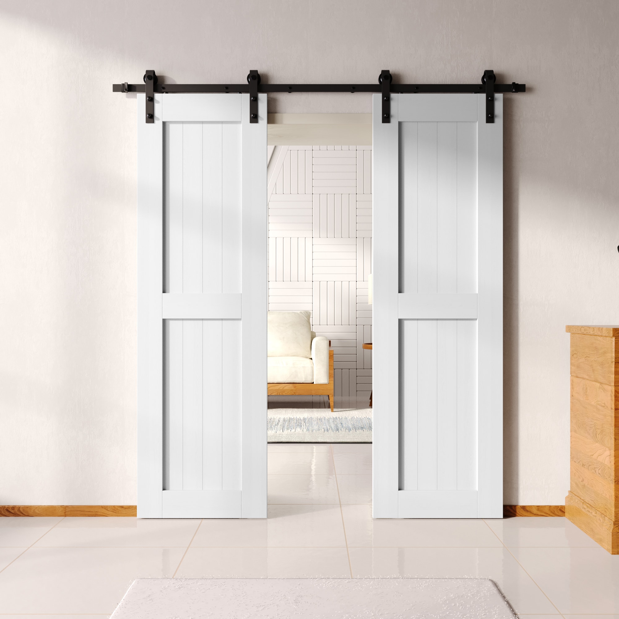 HOMACER YT2TGH108C-2684-H-WH Barn-Doors - View #8