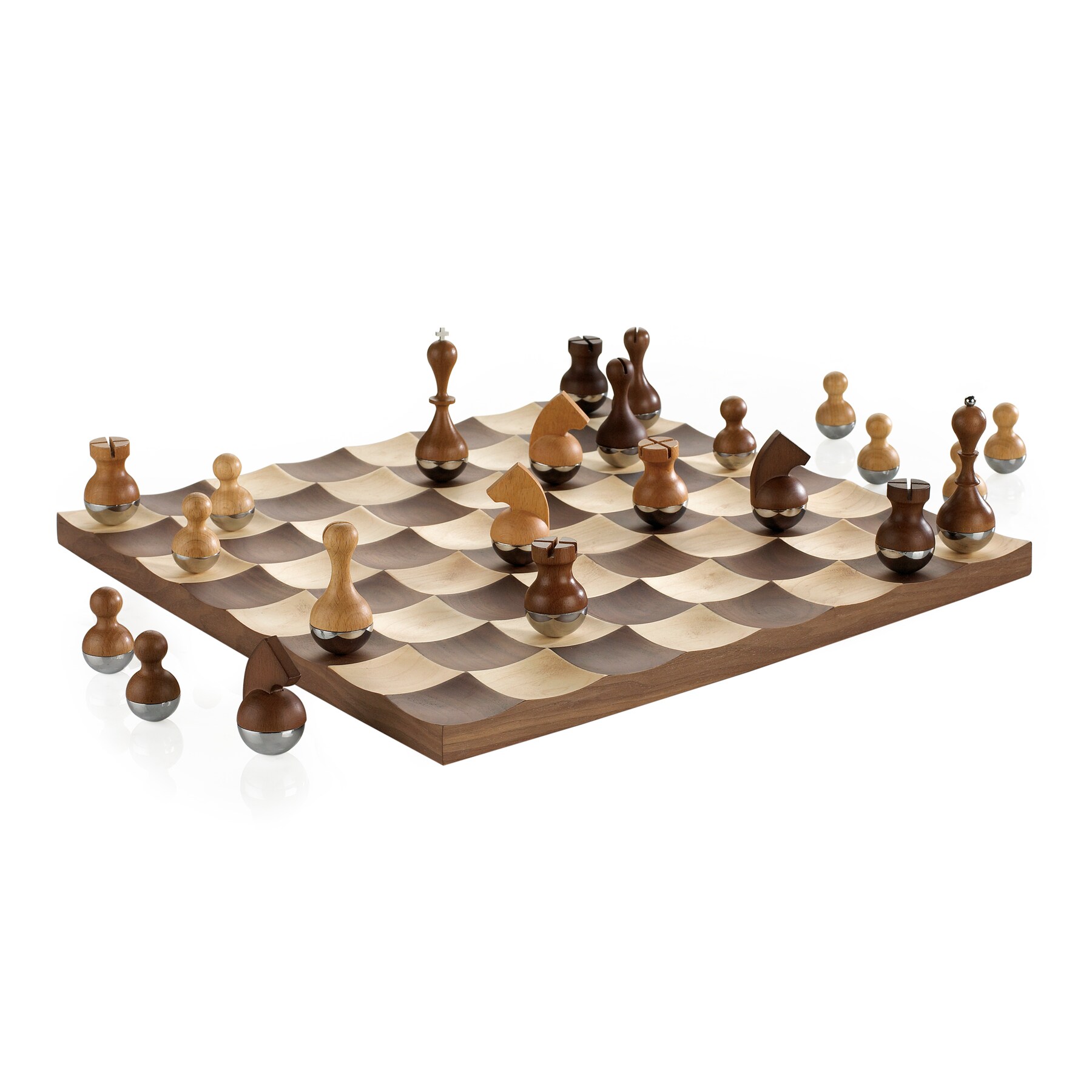 Toy Time Chess Board Walnut Book Style with Staunton Chessmen