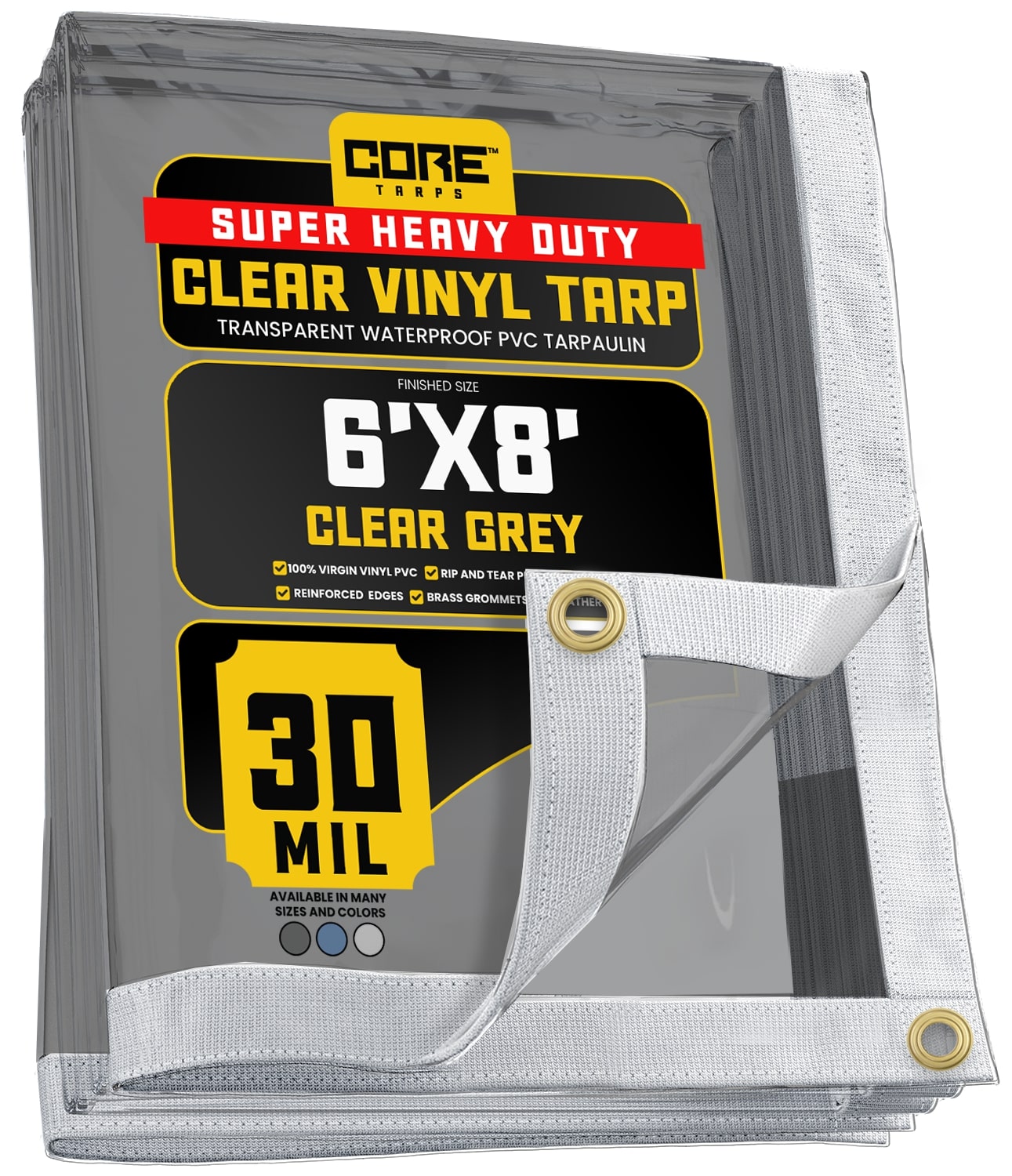 Core Tarps CT-202-6X8 6-ft x 8-ft Gray Commercial Vinyl 30-Mils Tarp