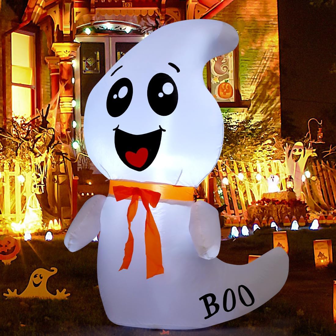 GOOSH 4.26-ft Lighted Ghost Inflatable in the Outdoor Halloween ...