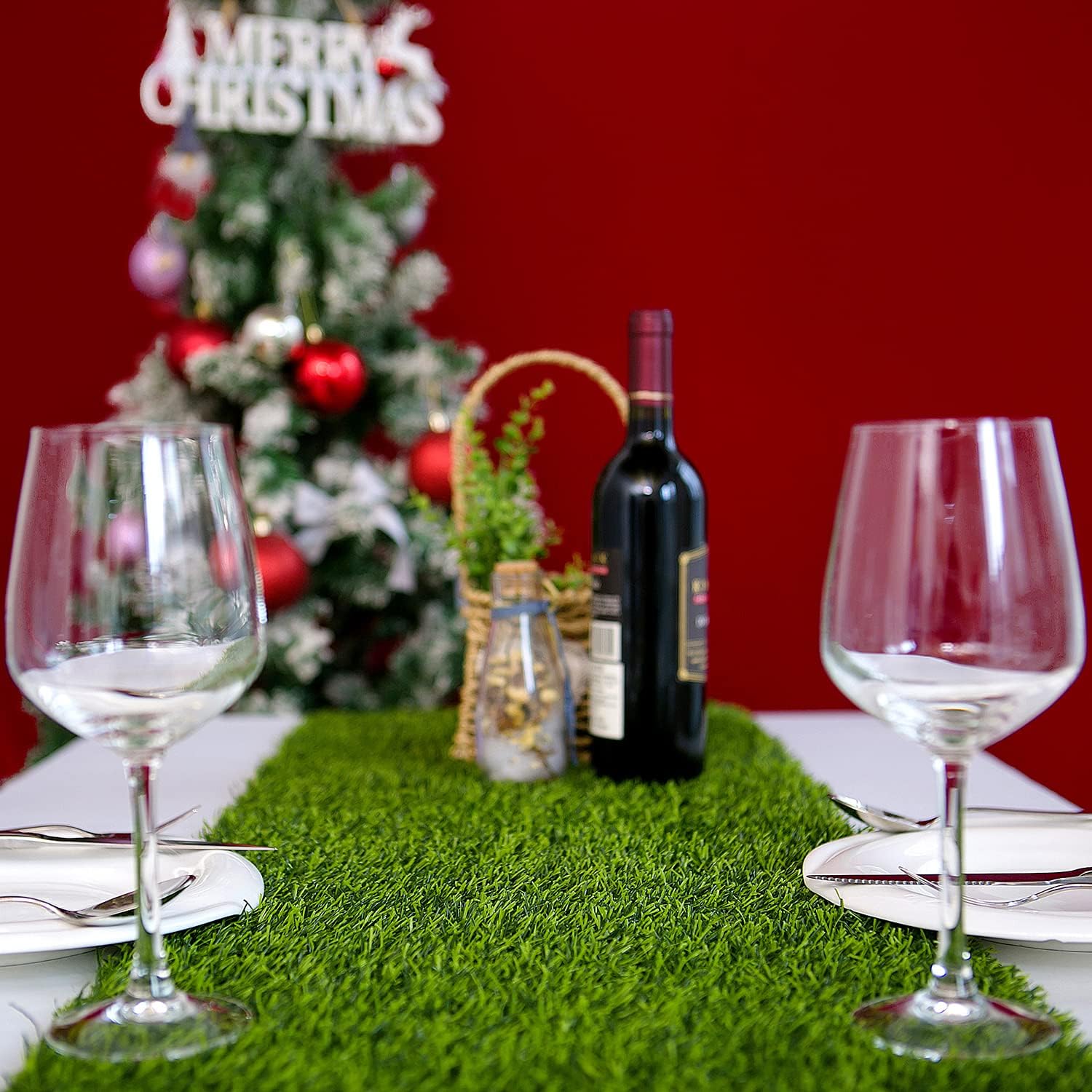 Zgrventures Inc Artificial Grass 14 x 144 inch Table Runner Perfect for Spring Fall Holidays Parties Catered Presentations Baby Showers Birthdays Candy Buffets Restaurant Decoration Dessert Tables Wedding