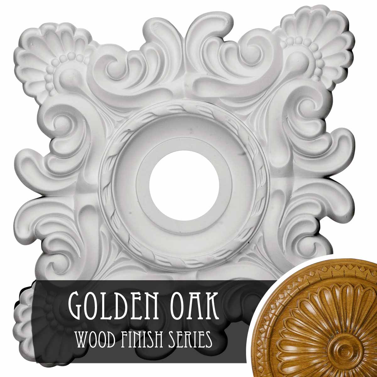 Ekena Millwork CM18CRGOS Crawley 18-in W x 18-in L Golden Oak Polyurethane Ceiling Medallion