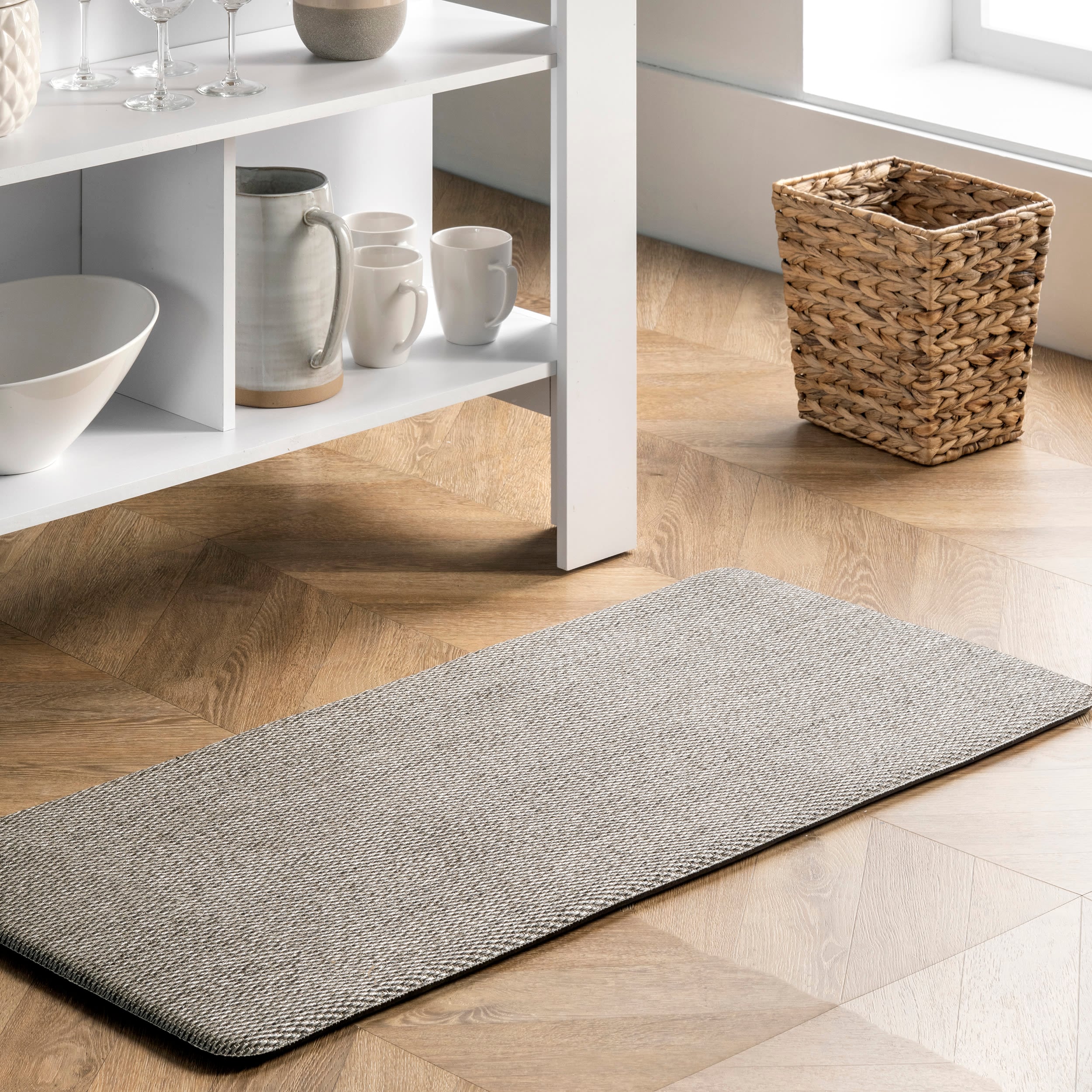 nuLOOM EBWM06A-18030 Light Grey PVC Rectangular Anti-fatigue mat