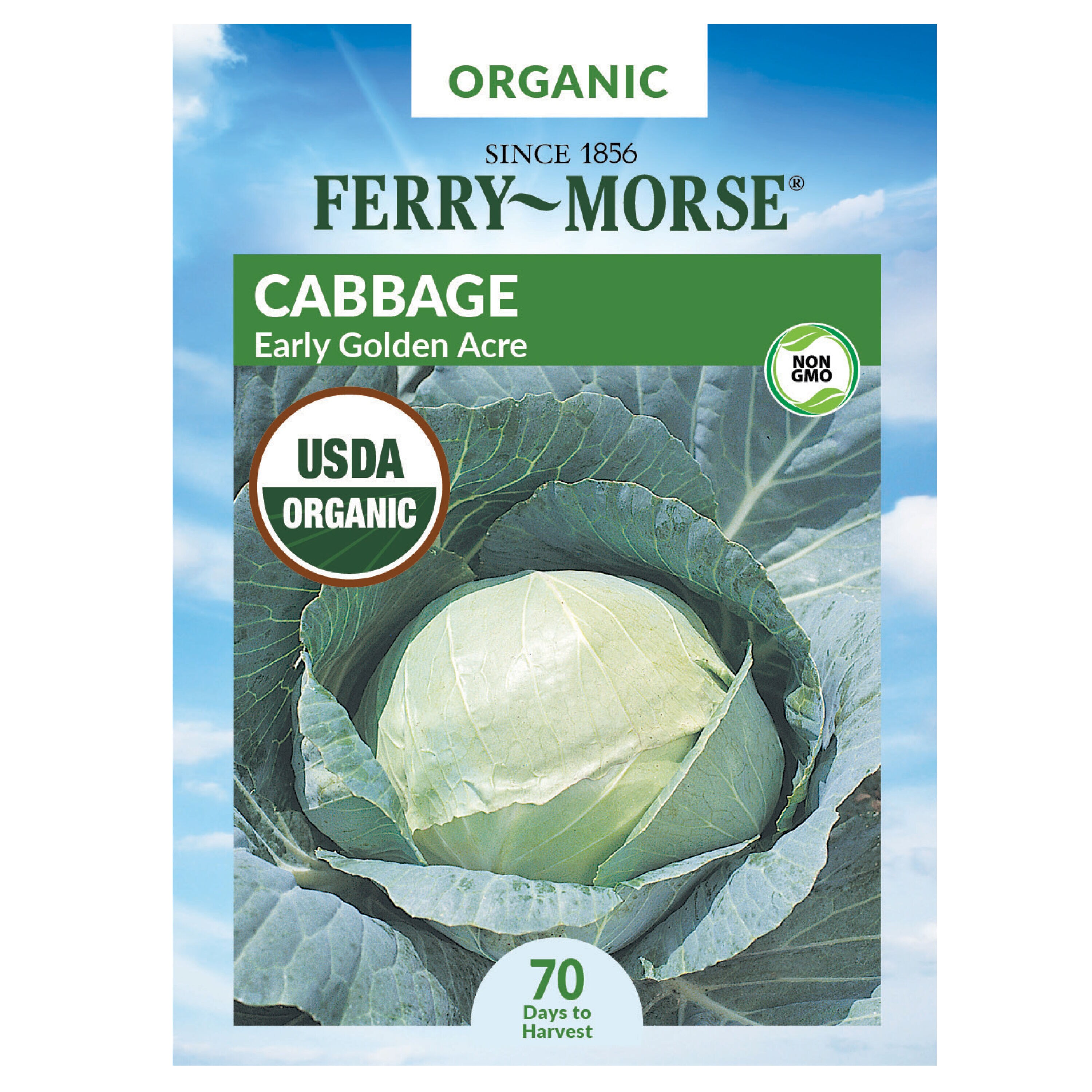 Ferry-Morse 913740.299.643531 Organic Cabbage Acre Early Golden Organic Vegetable Seeds 0.6 Gram(s)