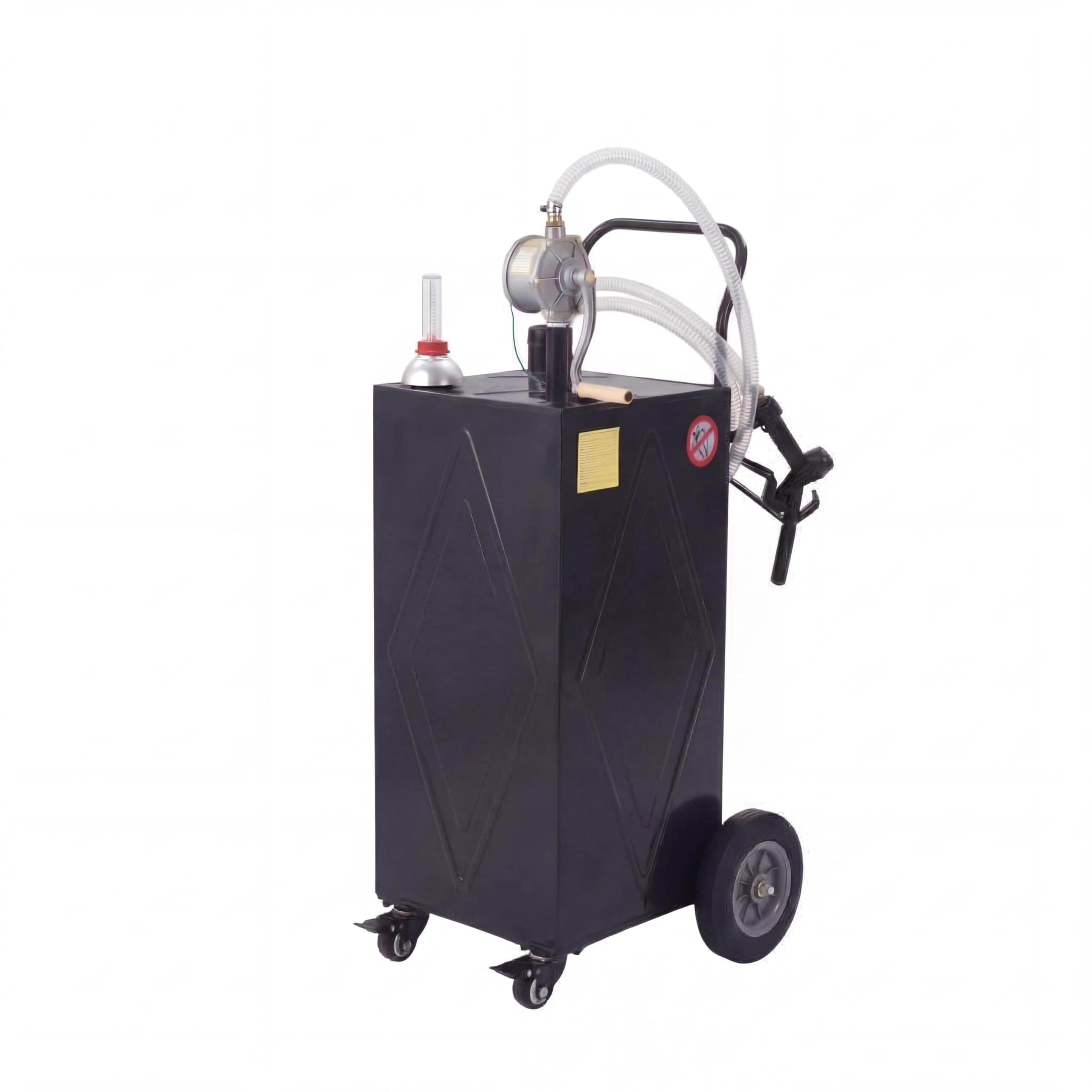 Garvee - 35 Gallon Fuel Caddy with Manual Pump Portable Fuel Transfer Tank on Wheels Heavy Duty G...