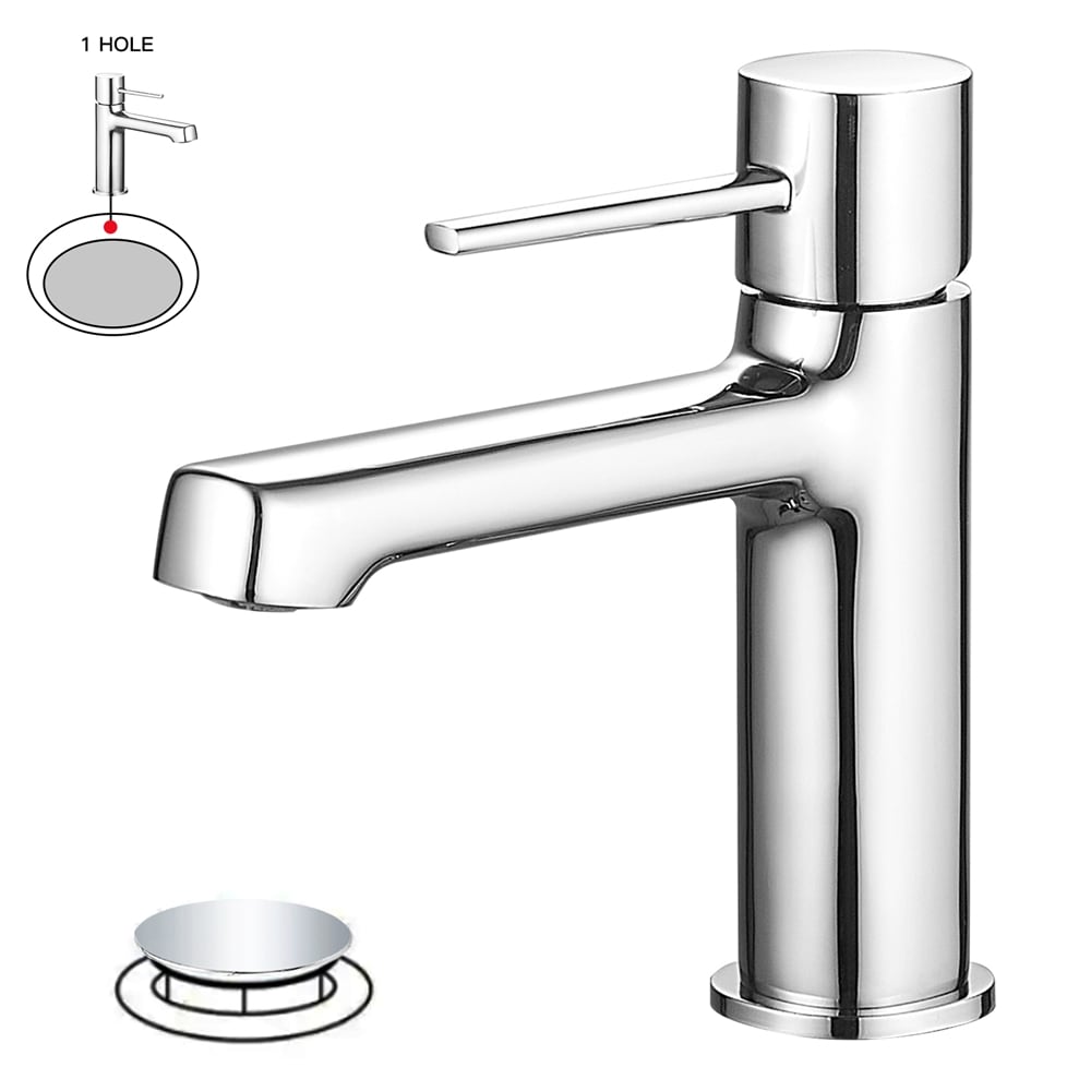 Polished Chrome Single Handle Modern Bathroom Faucet