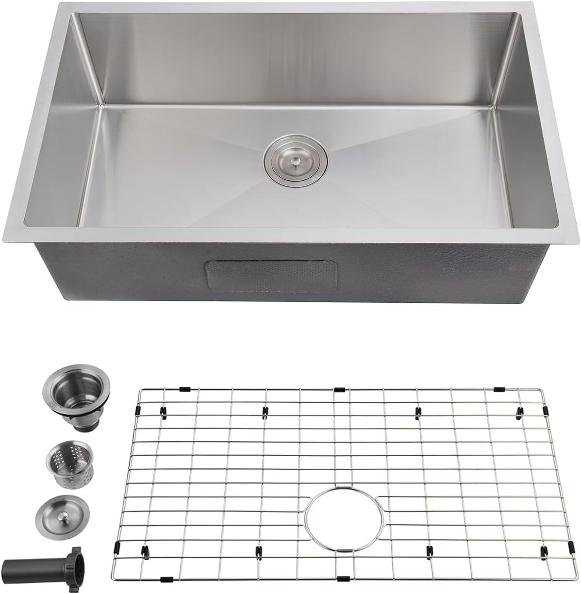 Assile 27 in Stainless Steel Undermount Single Bowl Bar Prep Kitchen Sink with Basket Strainer and Rack