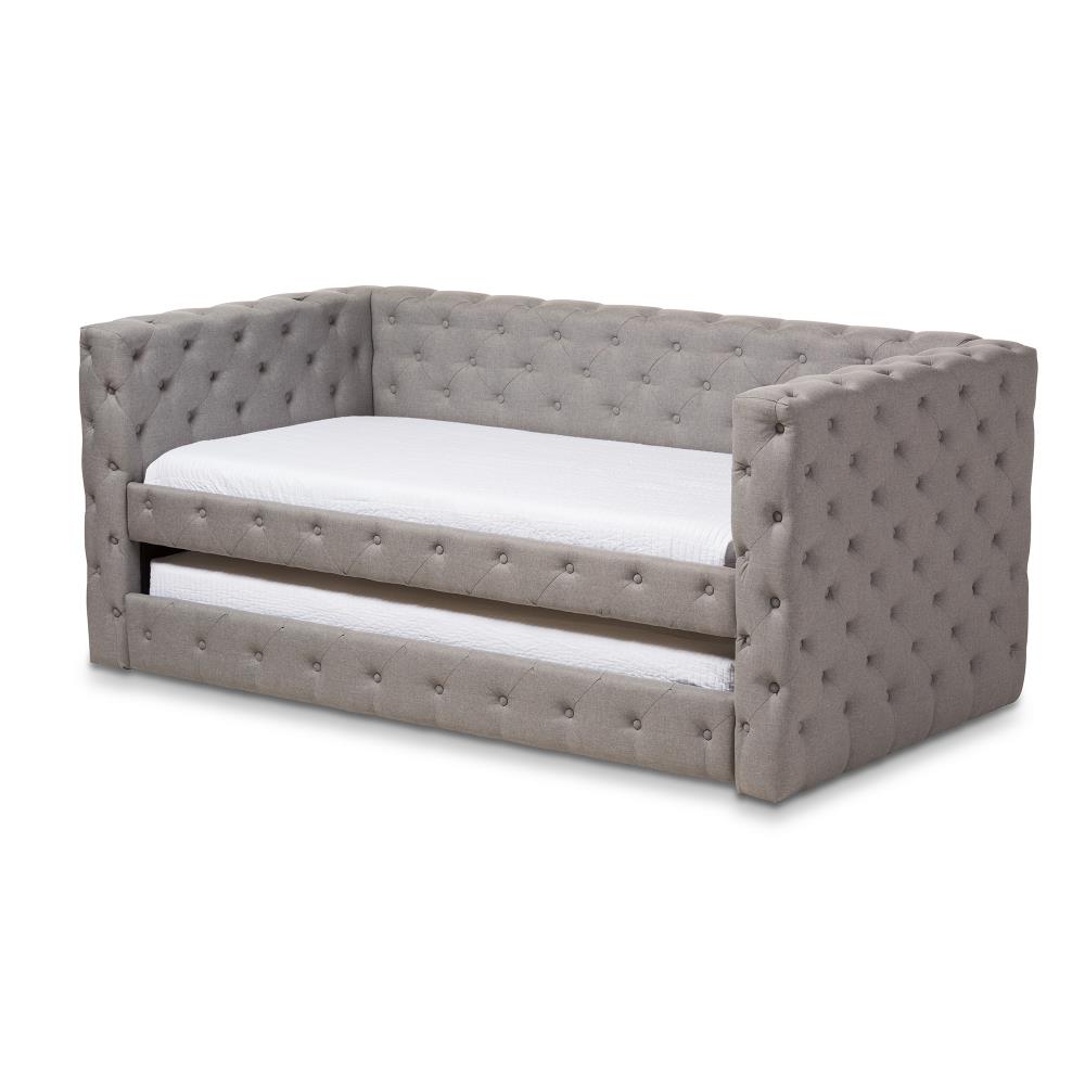 Baxton Studio Janie Grey Contemporary/Modern Polyester Twin Sofa Bed at ...