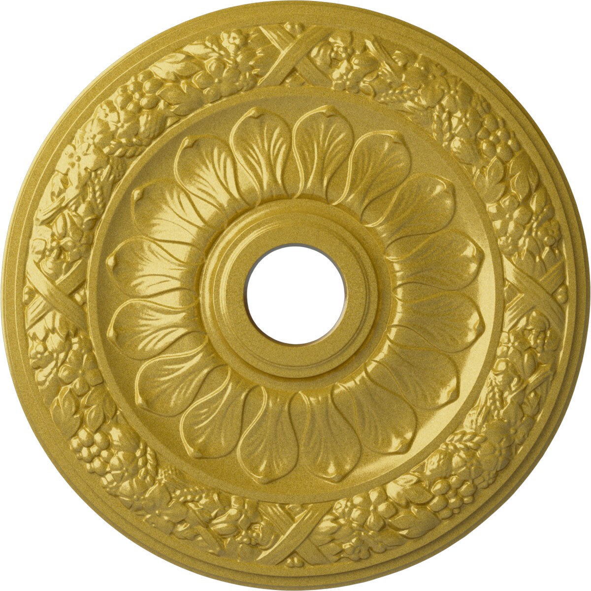 Ekena Millwork CM24SWRGS Swindon 24-in W x 24-in L Rich Gold Polyurethane Ceiling Medallion
