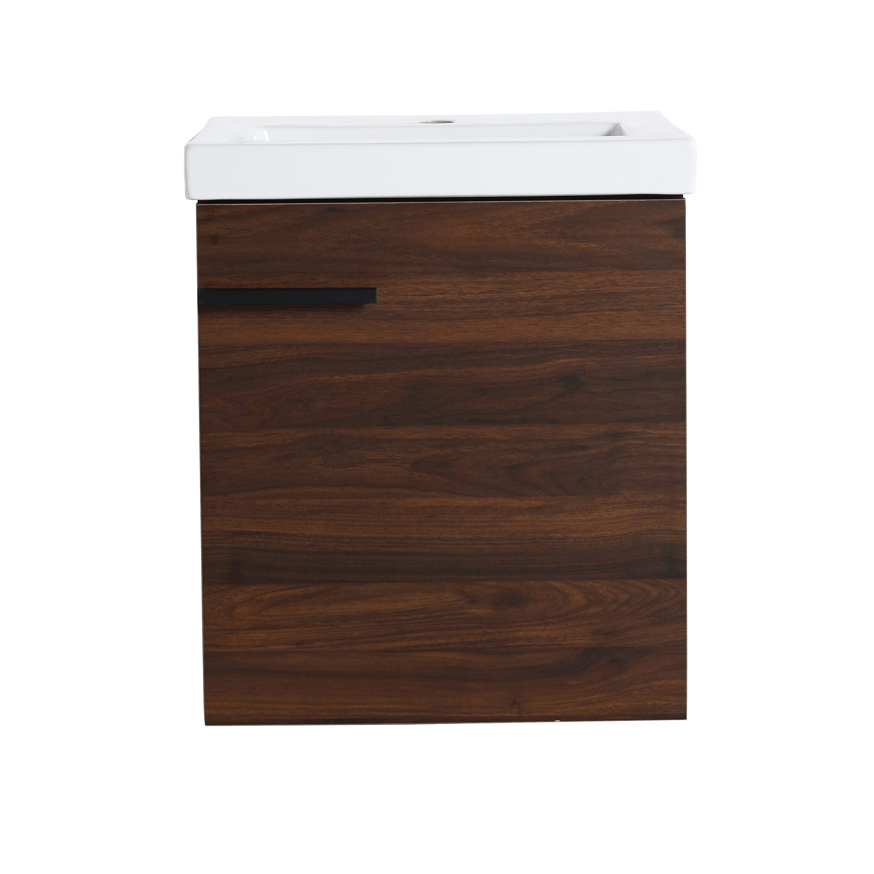 Ayelon 18.1 California Walnut Undermount Single Sink Floating Bathroom Vanity with White Ceramic Top