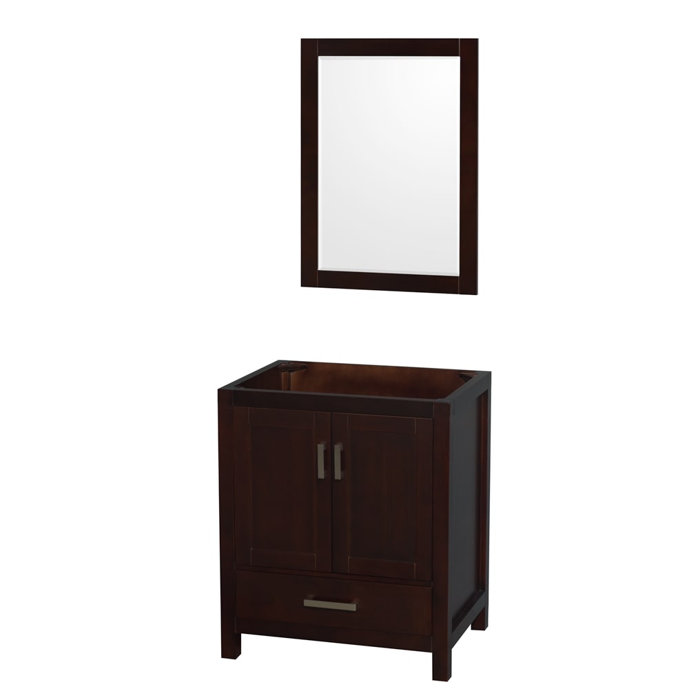 Wyndham Collection WCS141430SESCXSXXM24 Sheffield 30-in Espresso with Brushed Chrome Trim Bathroom Vanity Base Cabinet without Top (Mirror Included)