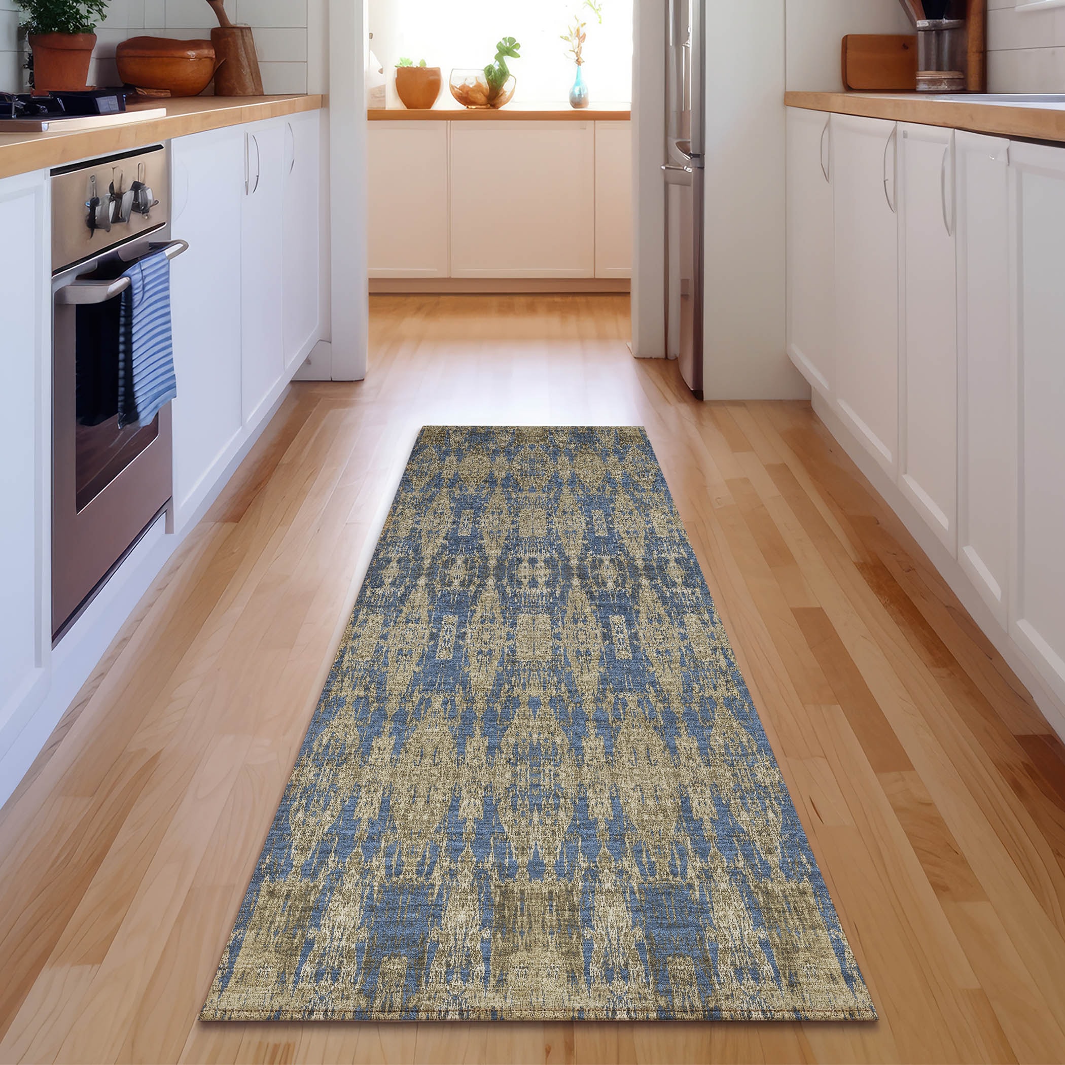 Addison Rugs AMF580BU2X8 Mayfield AMF580BU 2 x 7 (ft) Loomed Polyester Blue Rectangular Indoor Geometric Machine washable Area rug