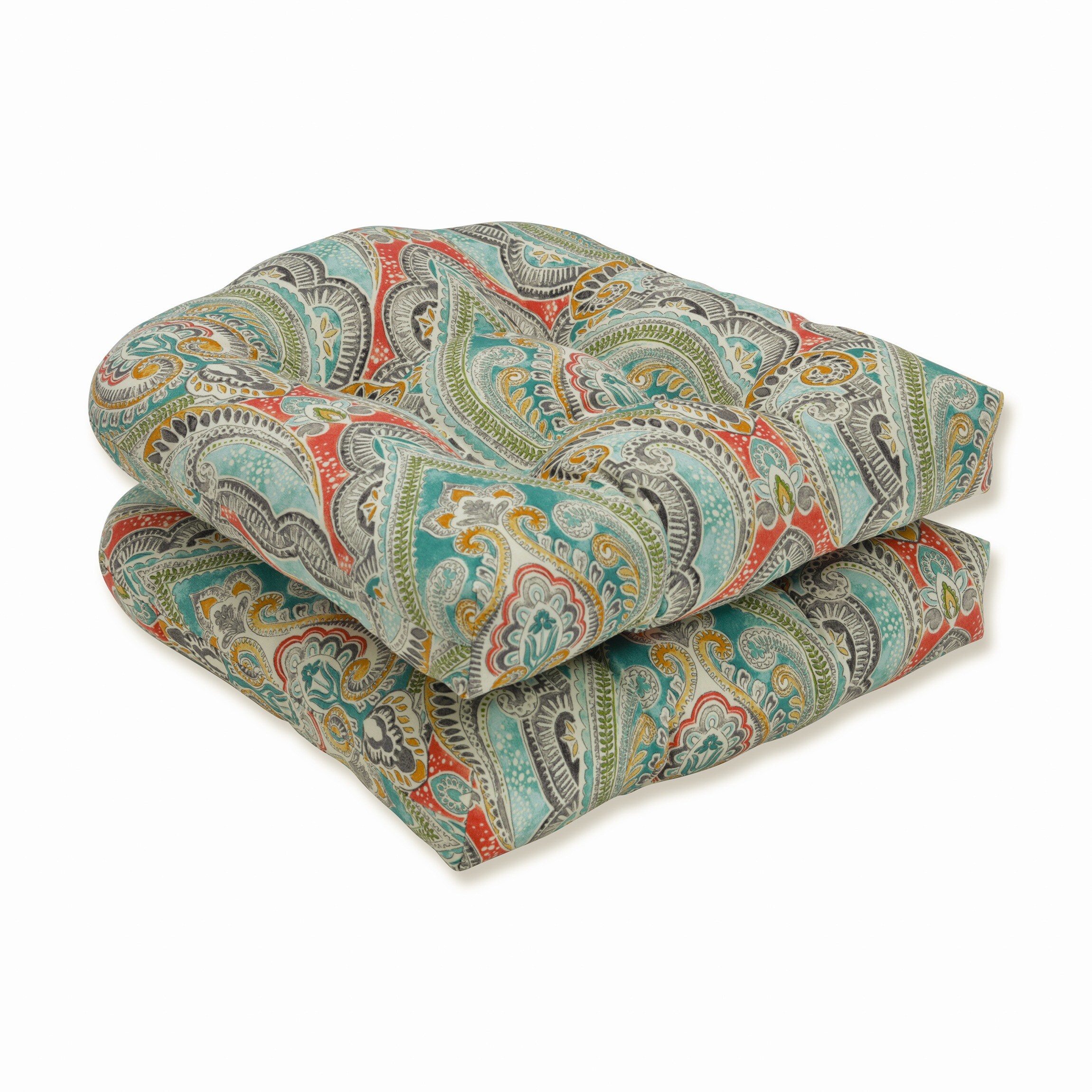 Pillow Perfect 616681 Pretty Witty Reef 19-in x 19-in 2 -Piece Blue Patio chair cushion