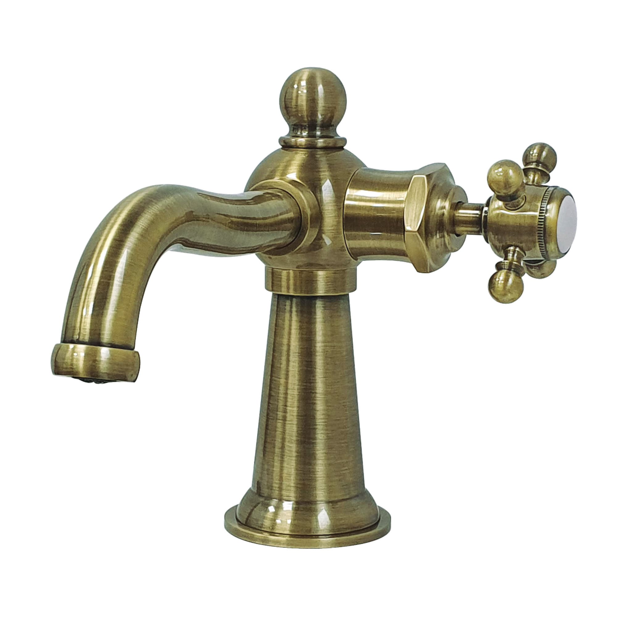 Kingston Brass WLKS154BXAB Nautical Antique brass Single hole 1-handle Low-arc Residential Handle Bathroom Sink Faucet with Drain
