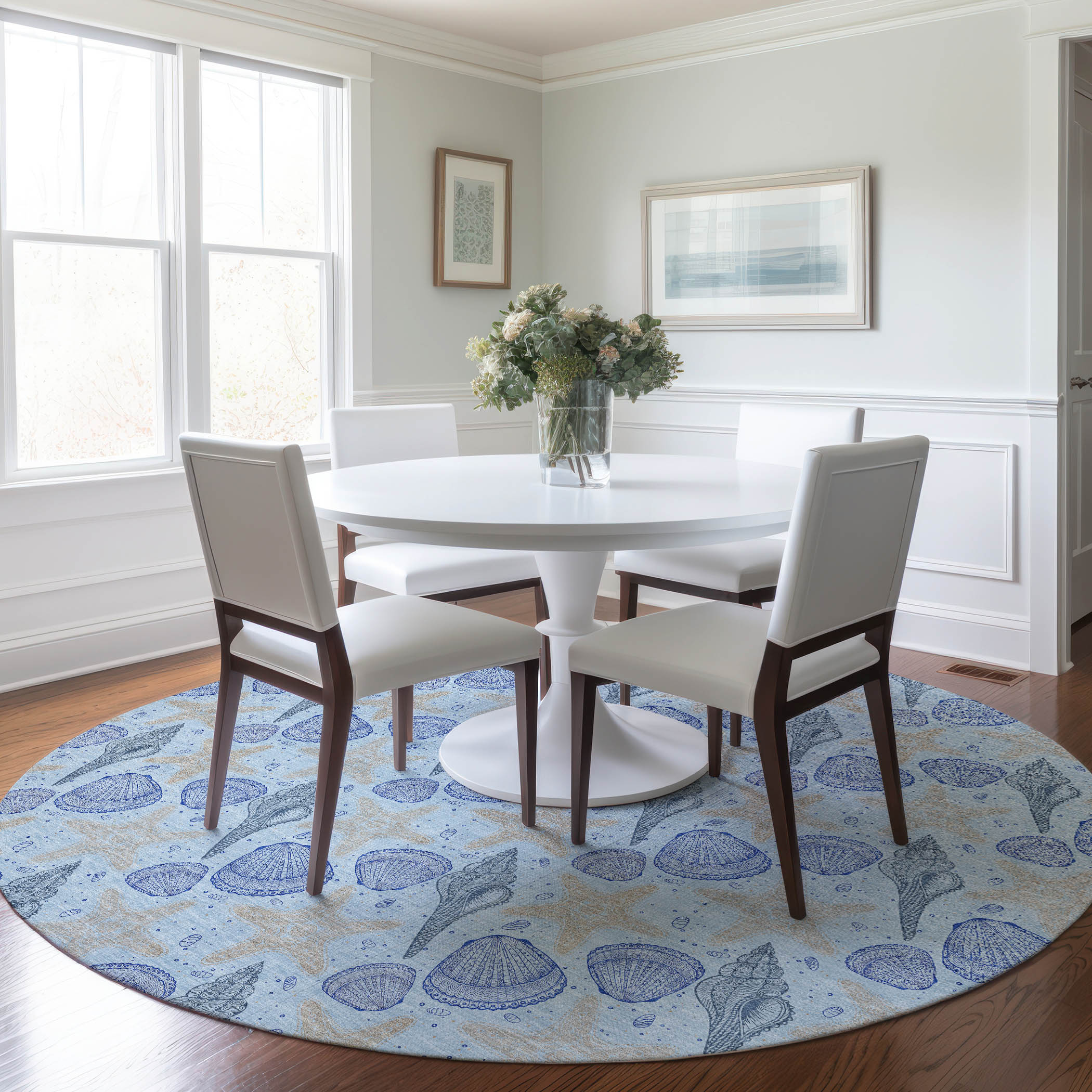 Addison Rugs AMF183BL8RO Mayfield AMF183BL 8 x 8 (ft) Loomed Polyester Blue Round Indoor Geometric Machine washable Area rug