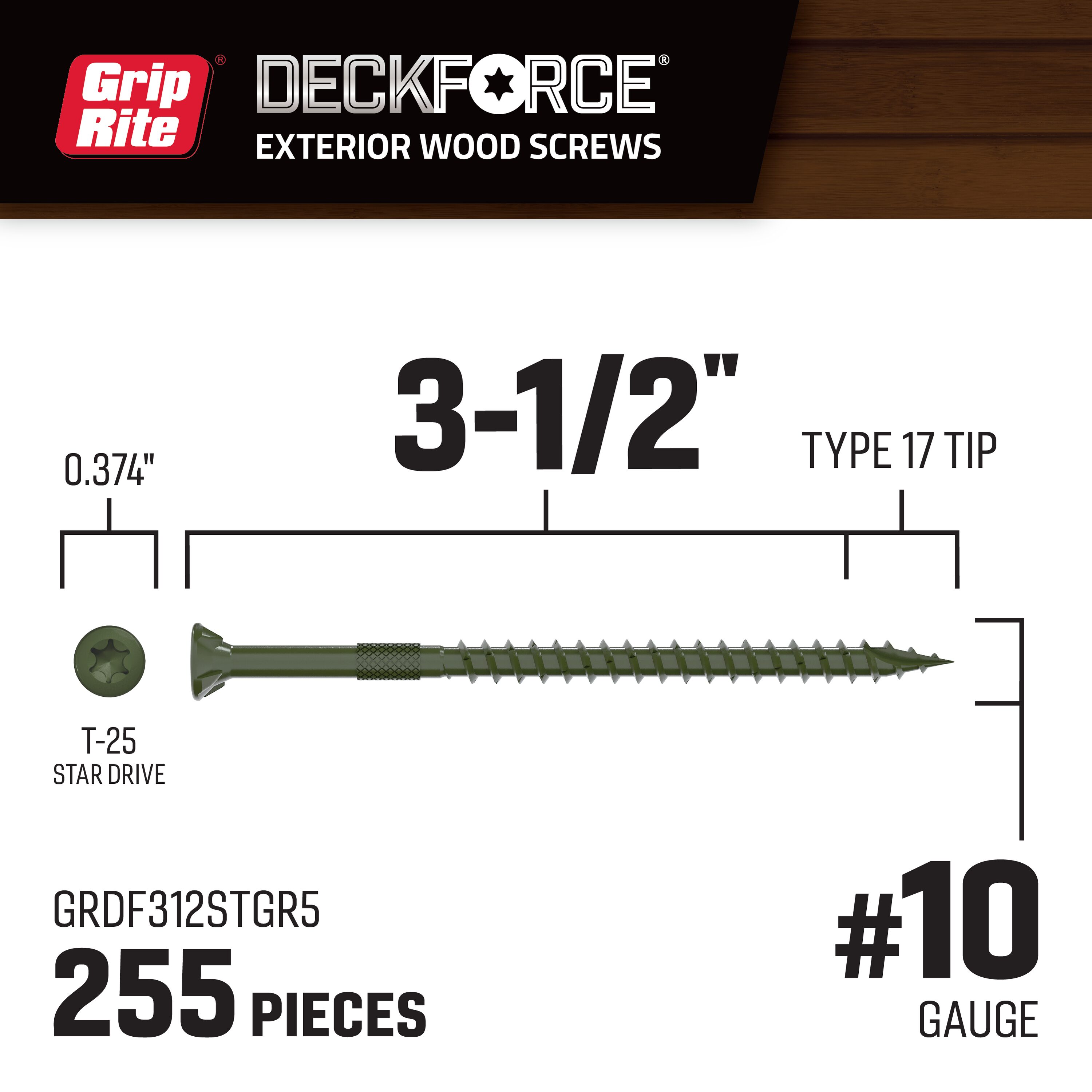DeckForce by Grip Rite GRDF312STGR5 Deck-Screws - View #2
