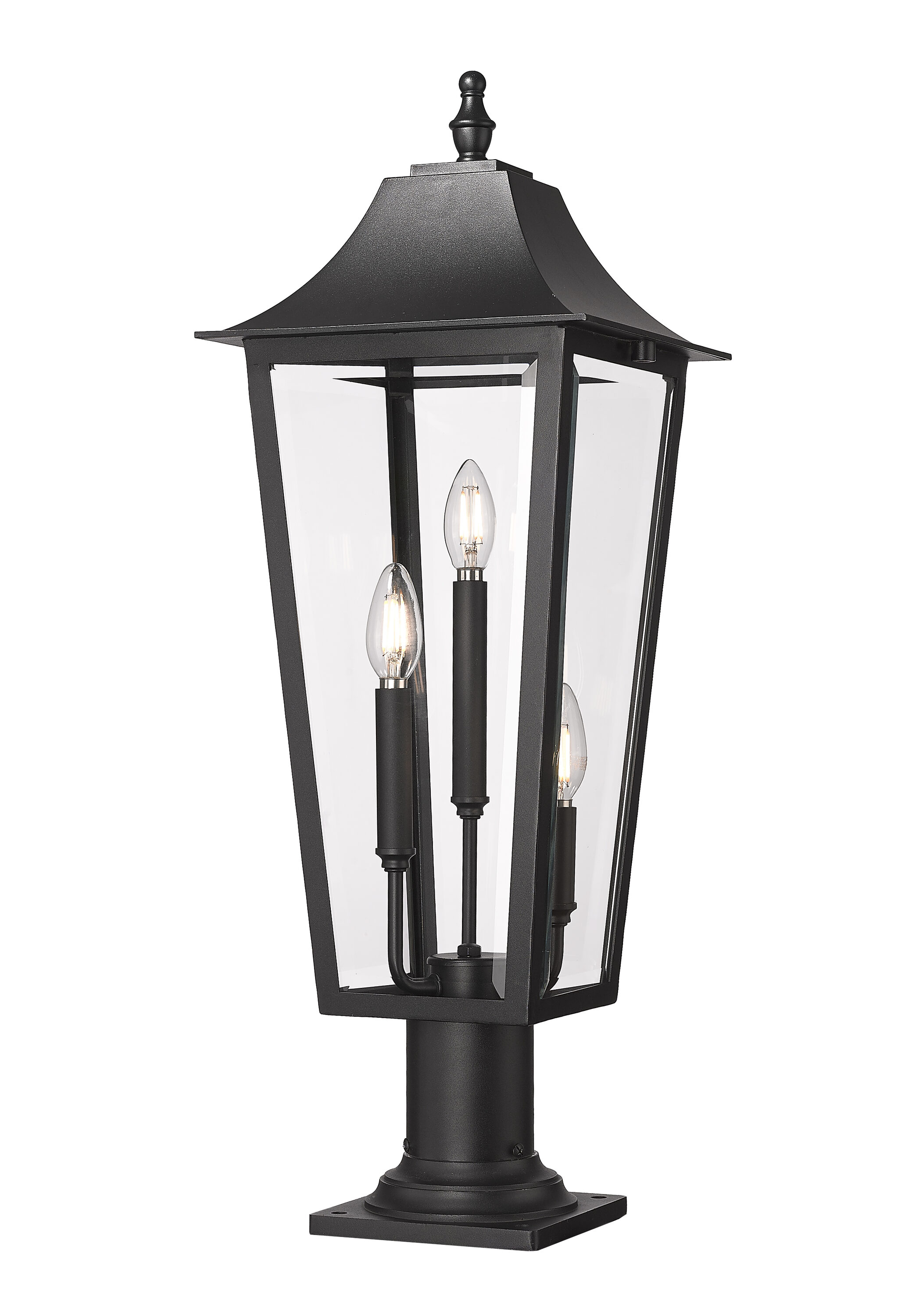 Z-Lite 5008PHBR-533PM-BK Gannon 28.75-Inches H Black Hardwired LED Incandescent Pier-mounted light