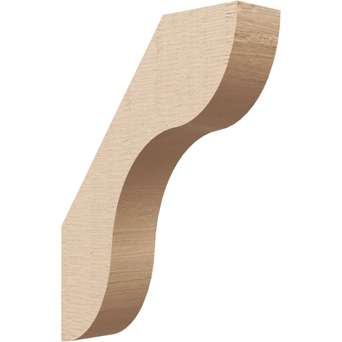 Ekena Millwork BRCUR03X12X16CARRCPR 3-in x 16-in x 12-in Primed Urethane Carmel Rough Cedar Woodgrain TimberThane KneeBrace