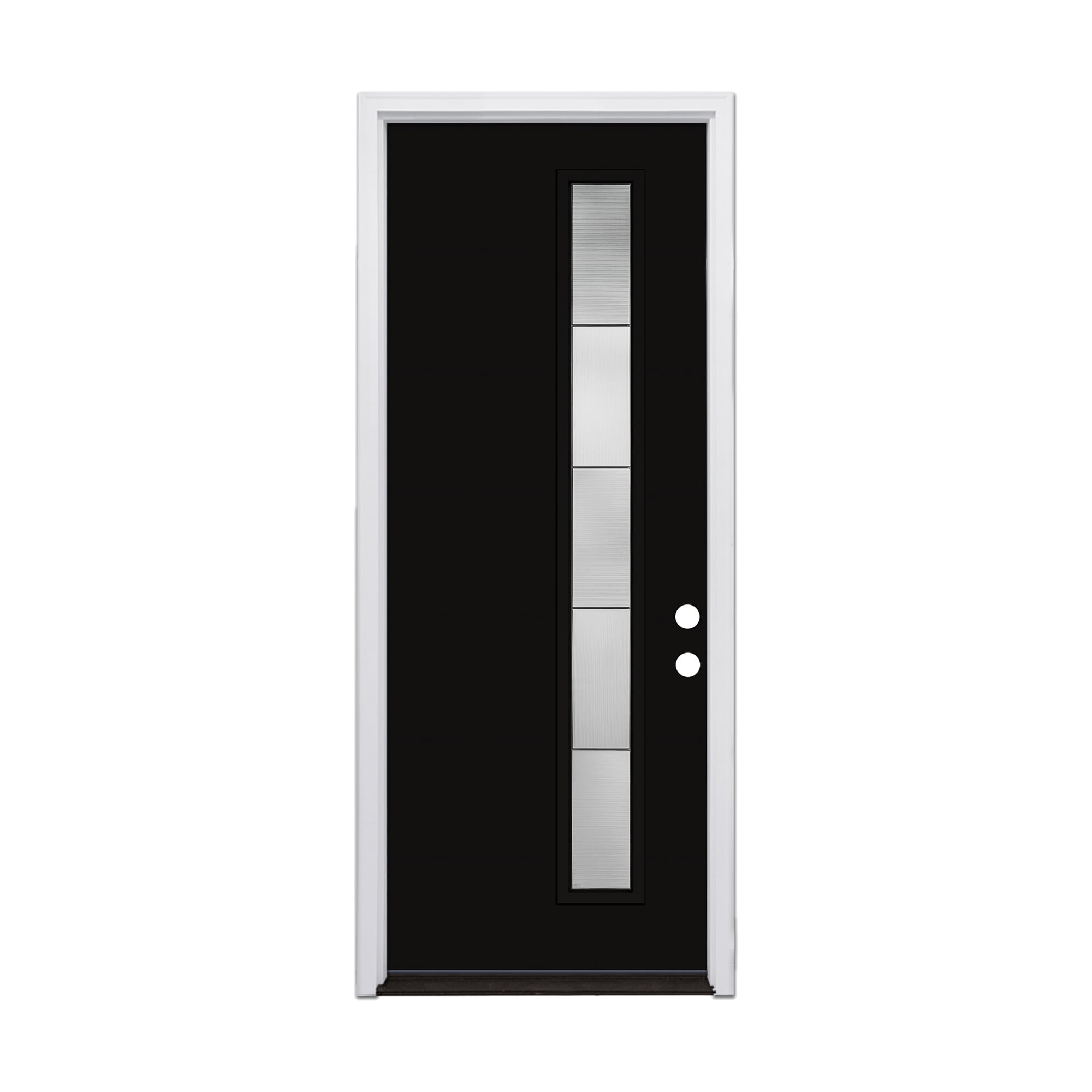 Therma-Tru TT671609 AXIS 36-in x 96-in x 6-9/16-in Fiberglass Pulse lite Left-hand inswing ONYX Painted Prehung Front Door with Brickmould Insulating core