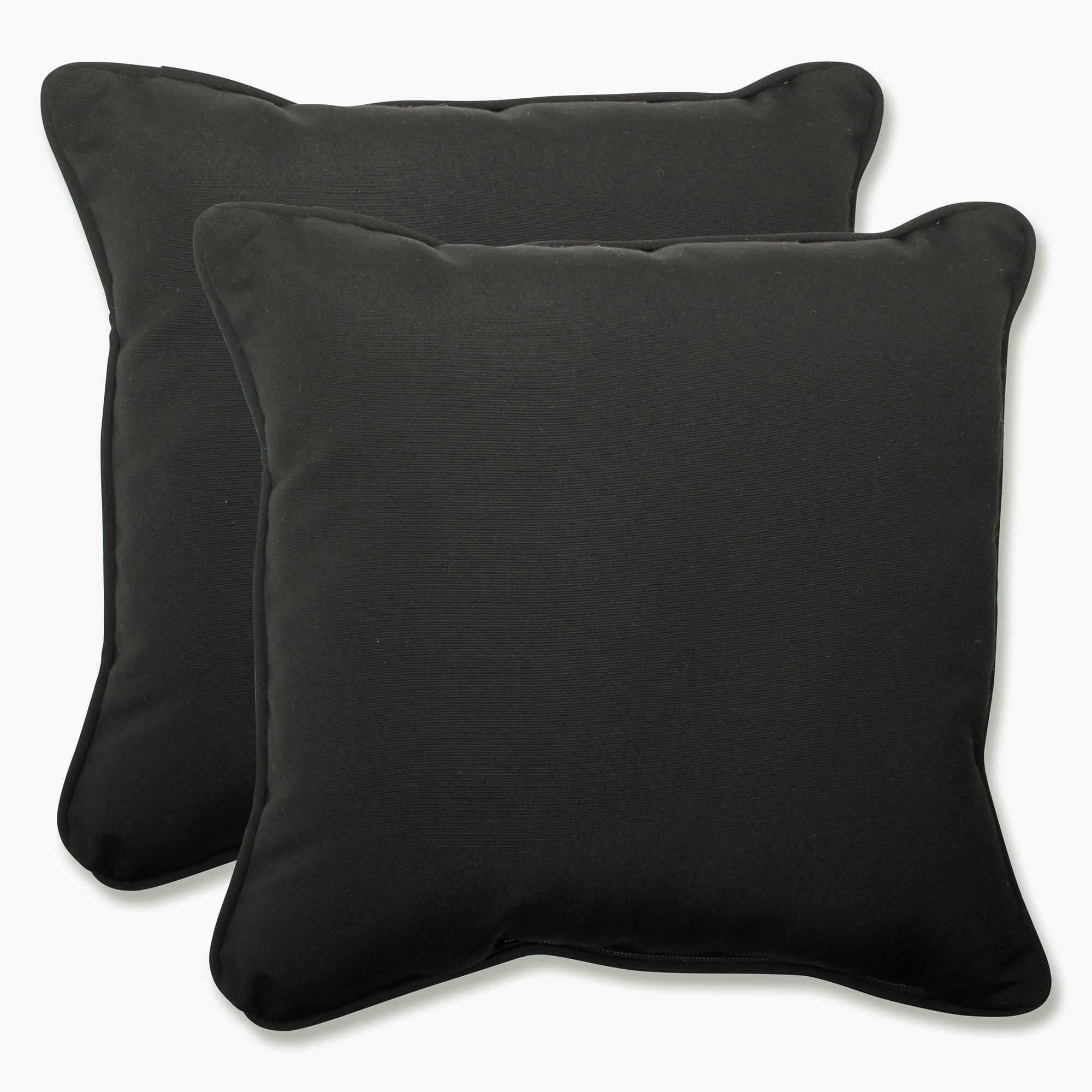 Pillow Perfect 546551 Fortress Canvas Black 2-Pack Solid Black Square Throw Pillow