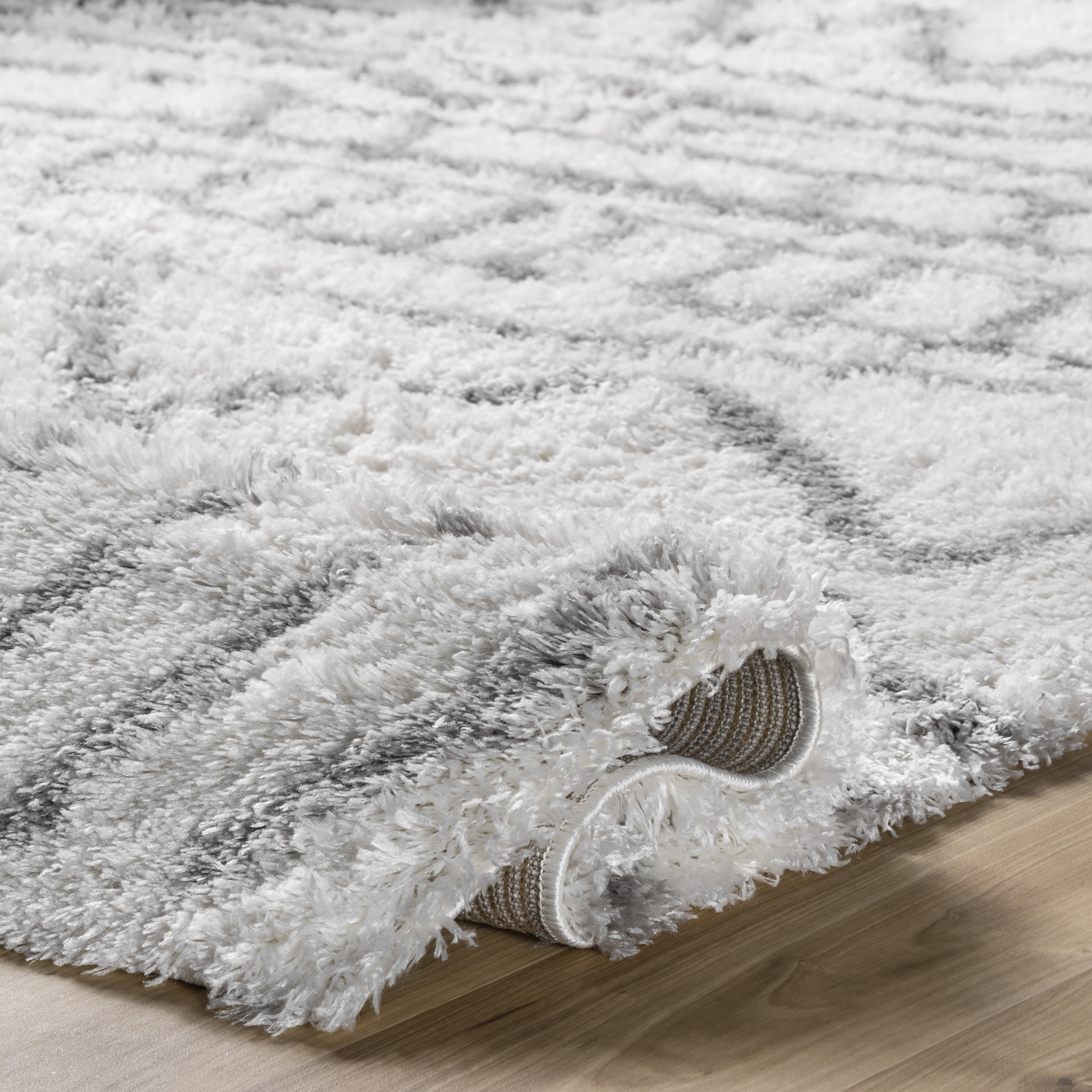 Reversible Gray Braided Shag Area Rug, 3' 3" x 5', Synthetic