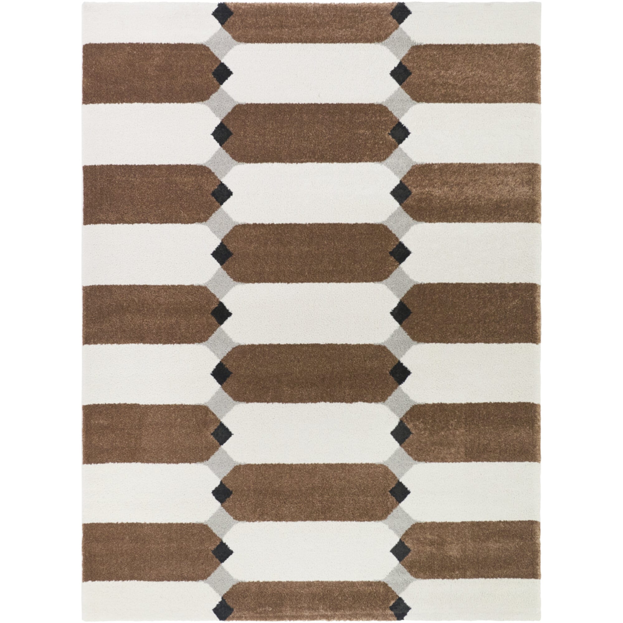Barlow 8 x 10 (ft) Tufted Polypropylene Rust/Cream Rectangular Indoor Geometric Mid-Century Modern Spot Clean Only Pet Friendly Area rug