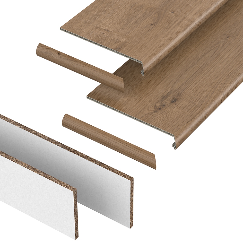 Pergo VTDKS-PR056 StairCraft (2-pack tread and riser kit) 48-in x 12.2-in x 1.73-in Rhone Vinyl Reversible return Bullnose Stair Tread