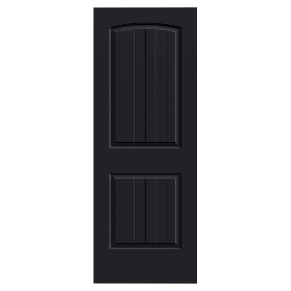 JELD-WEN LOWOLJW225800413 Santa Fe 30-in x 80-in Black 2-panel round top plank Smooth Hollow core Prefinished Molded composite Slab Door